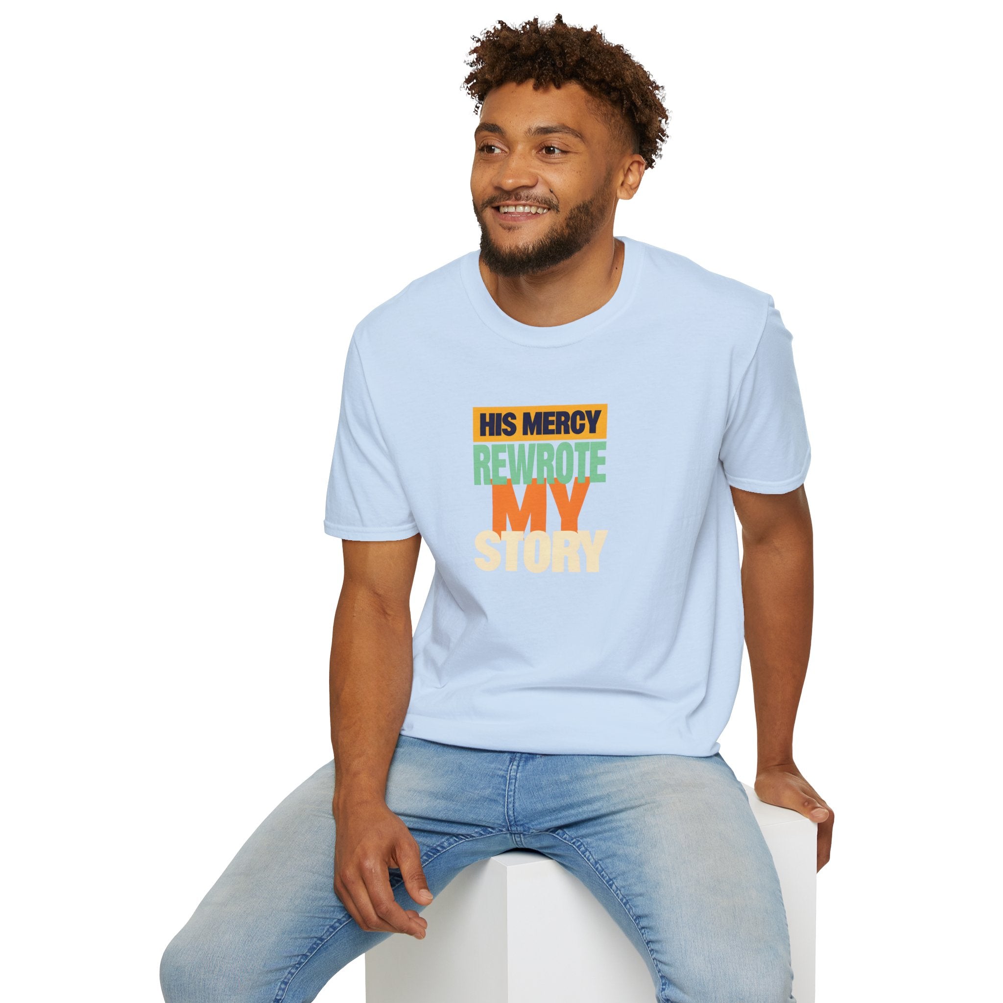 His Mercy Rewrote My Story Christian Gildan T-Shirt Unisex Softstyle Religious Tee Gift