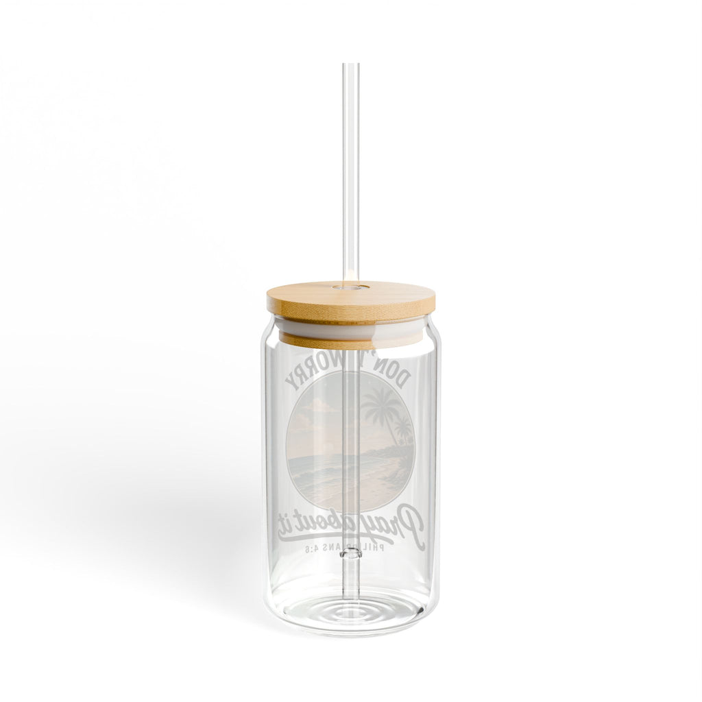 Don't Worry Pray About It 16oz Glass Tumbler | Philippians 4:6 Gift for Women
