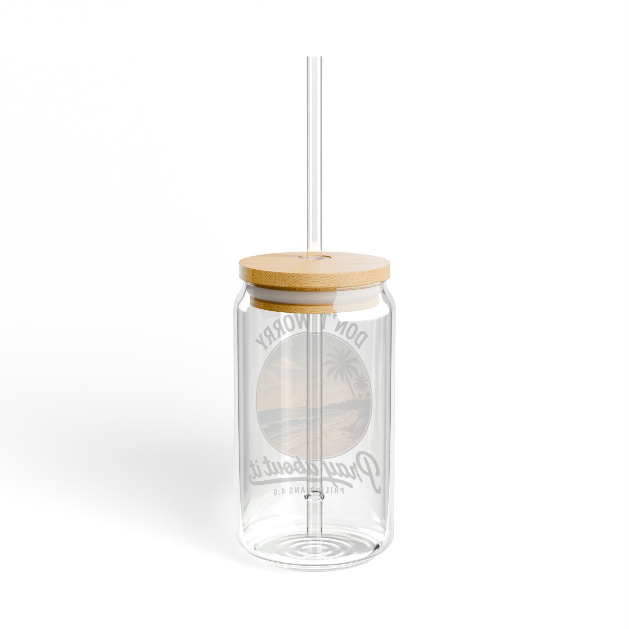 Don't Worry Pray About It 16oz Glass Tumbler | Philippians 4:6 Gift for Women