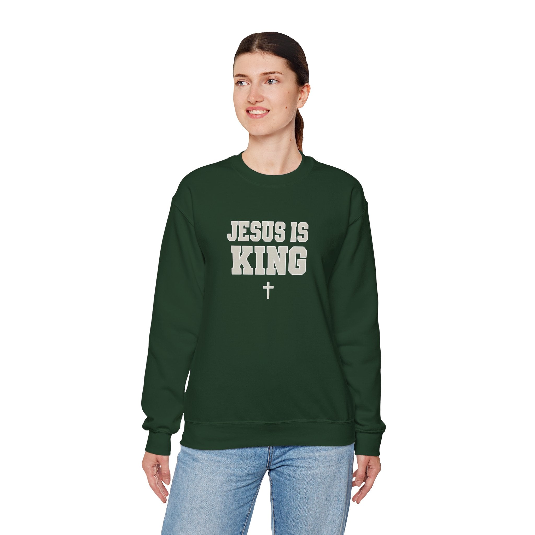 Jesus is King Gildan Unisex Crewneck Sweatshirt | Christian Apparel | Inspirational Gift | Cozy Everyday Wear
