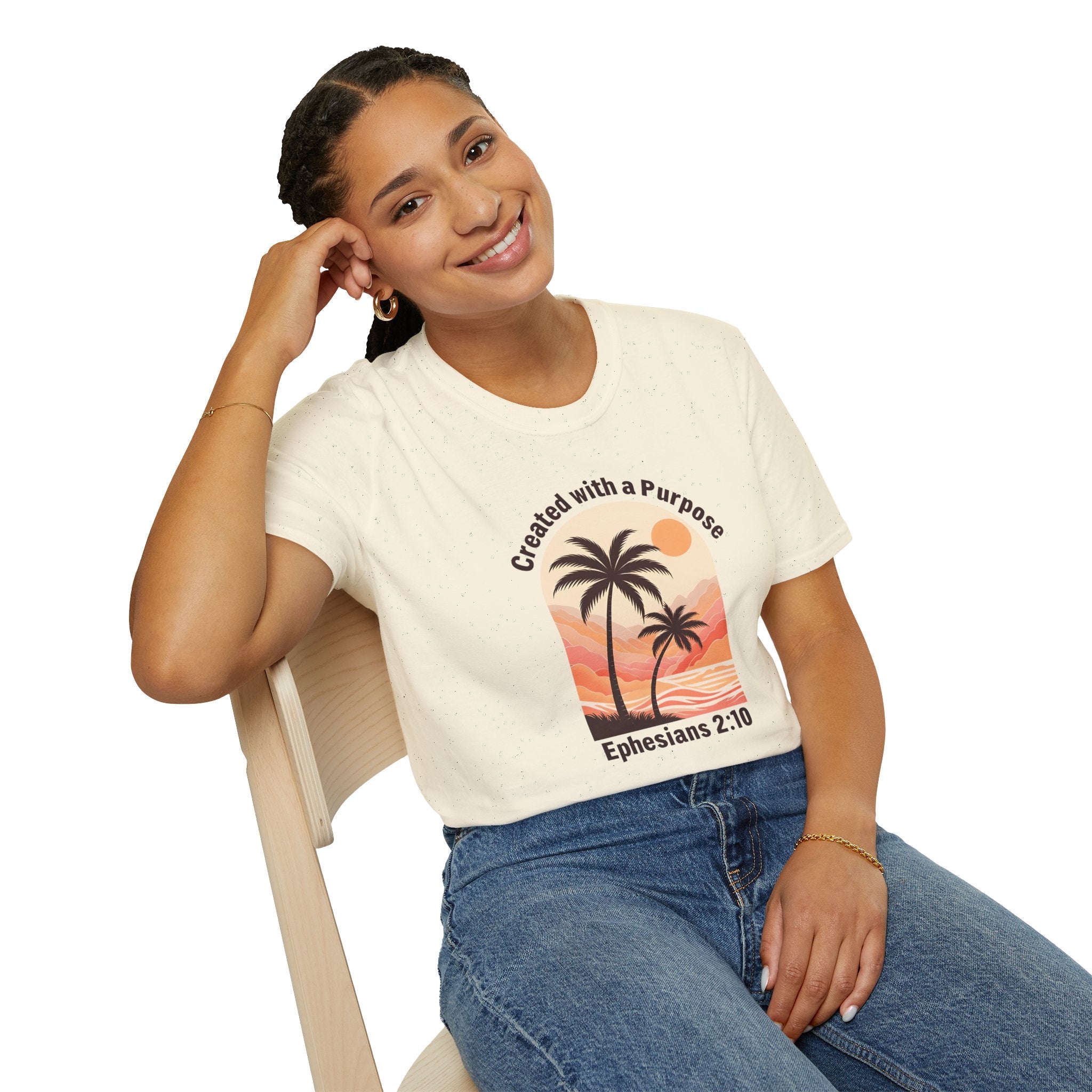 Created With A Purpose Ephesians 2:10 | Gilden Unisex T-shirt | Faith-Based Summer Tee