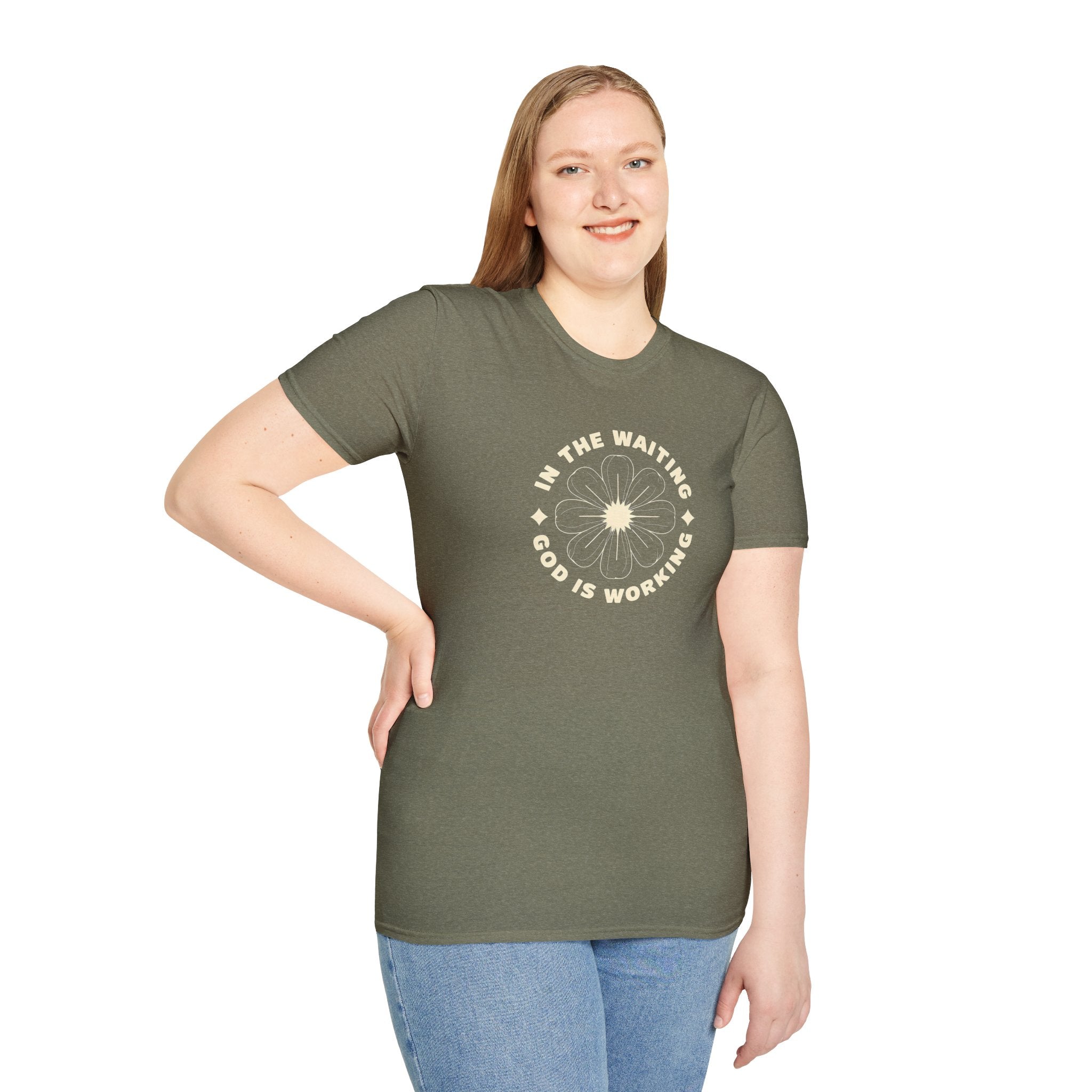 In the Waiting God Is Working Christian Gildan Unisex T-shirt | Women’s Faith Graphic Tee