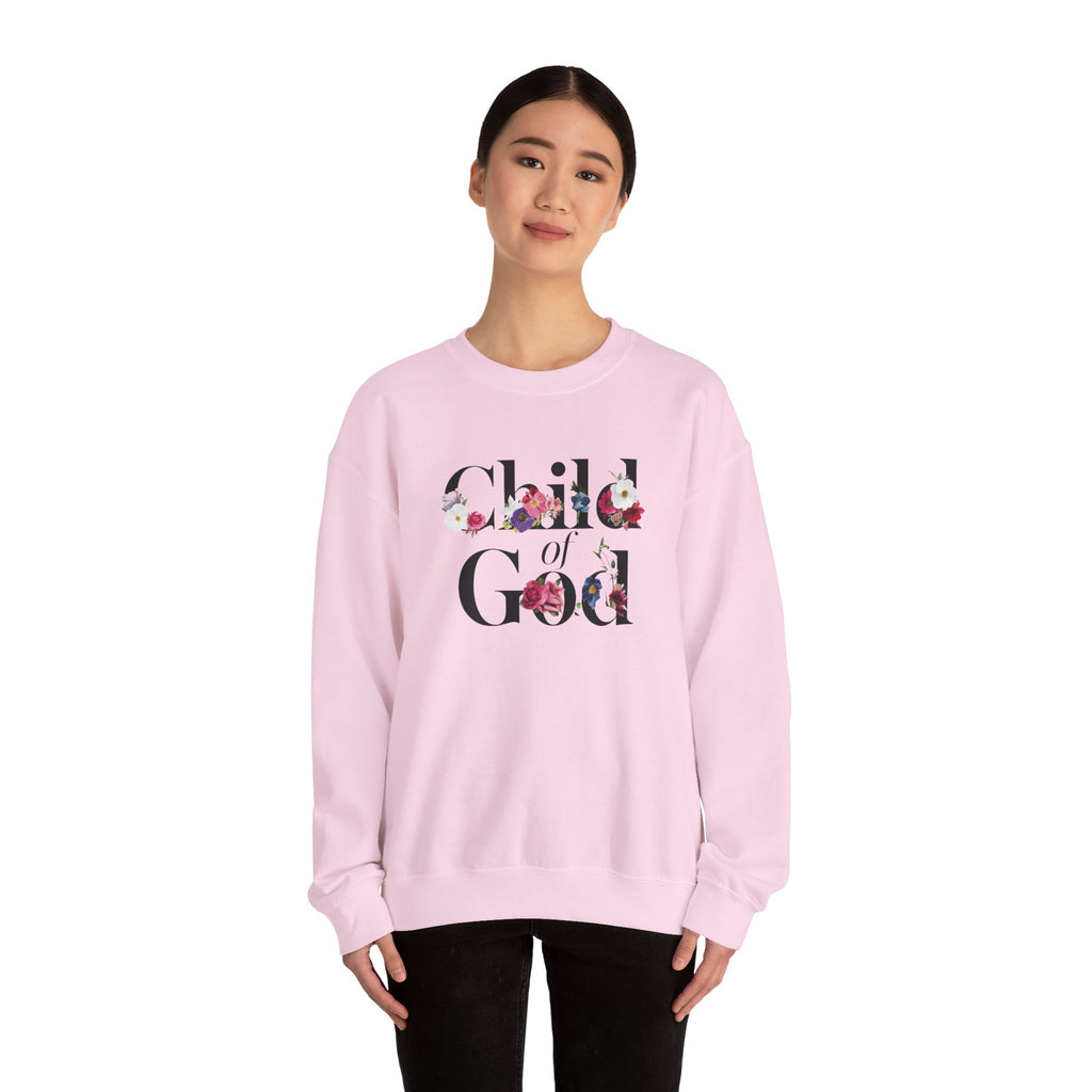 Child of God Floral Christian Gildan Crewneck Sweatshirt | Faith Inspirational Gift