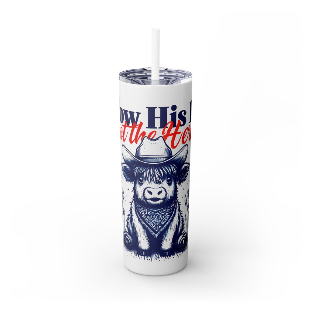 Follow His Lead, Not the Herd, 20 oz Insulated Skinny Tumbler | Stainless Steel Travel Cup | Christian Drinkware | Highland Cow