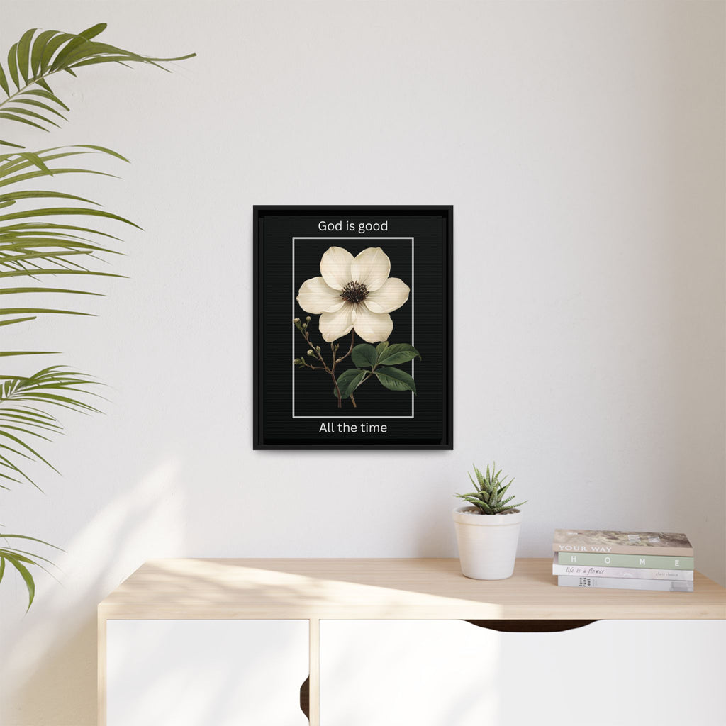 God is Good All The Time Christian Framed Matte Canvas Wall Art | Faith Inspirational Home Decor