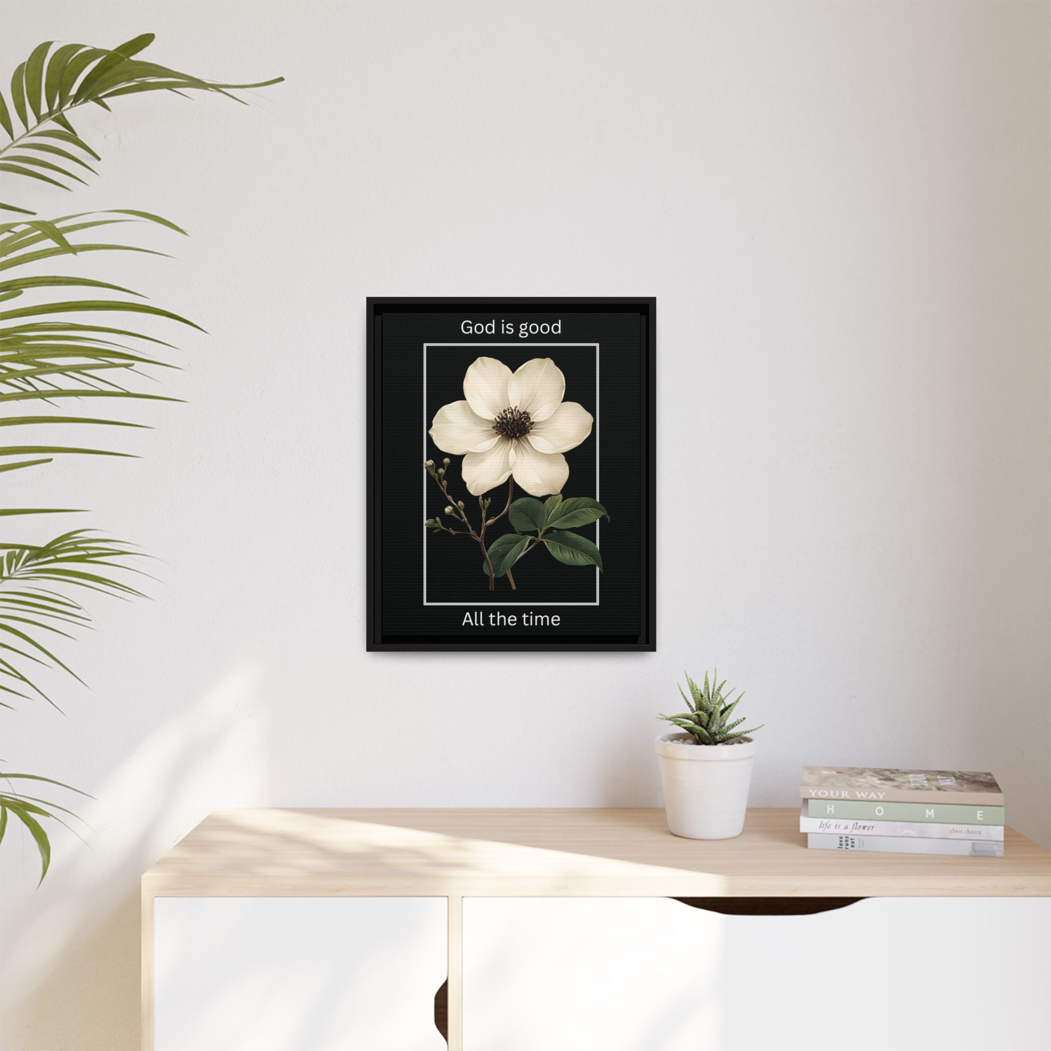 God is Good All The Time Christian Framed Matte Canvas Wall Art | Faith Inspirational Home Decor