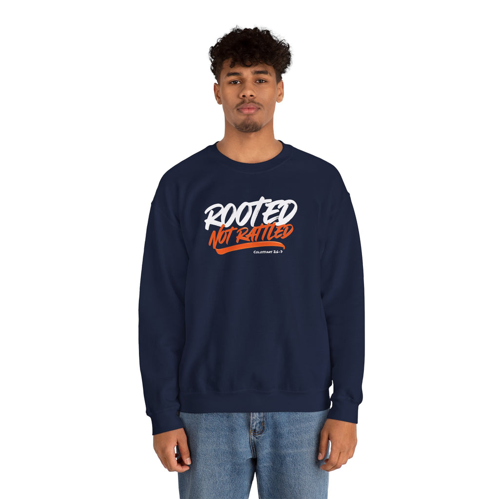 Rooted Not Rattled Gildan Christian Sweatshirt | Unisex Crewneck Pullover | Christian Gift