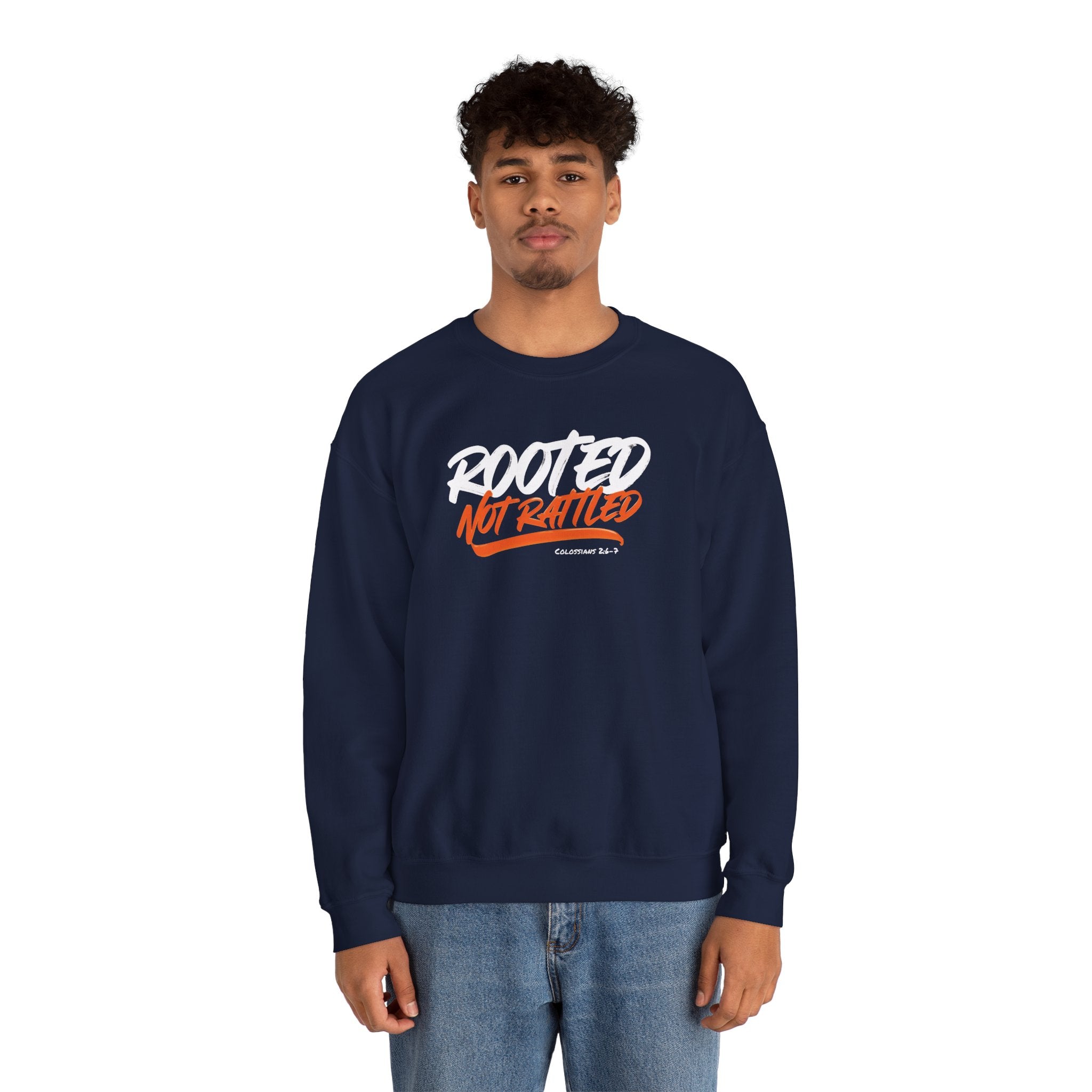 Rooted Not Rattled Gildan Christian Sweatshirt | Unisex Crewneck Pullover | Christian Gift
