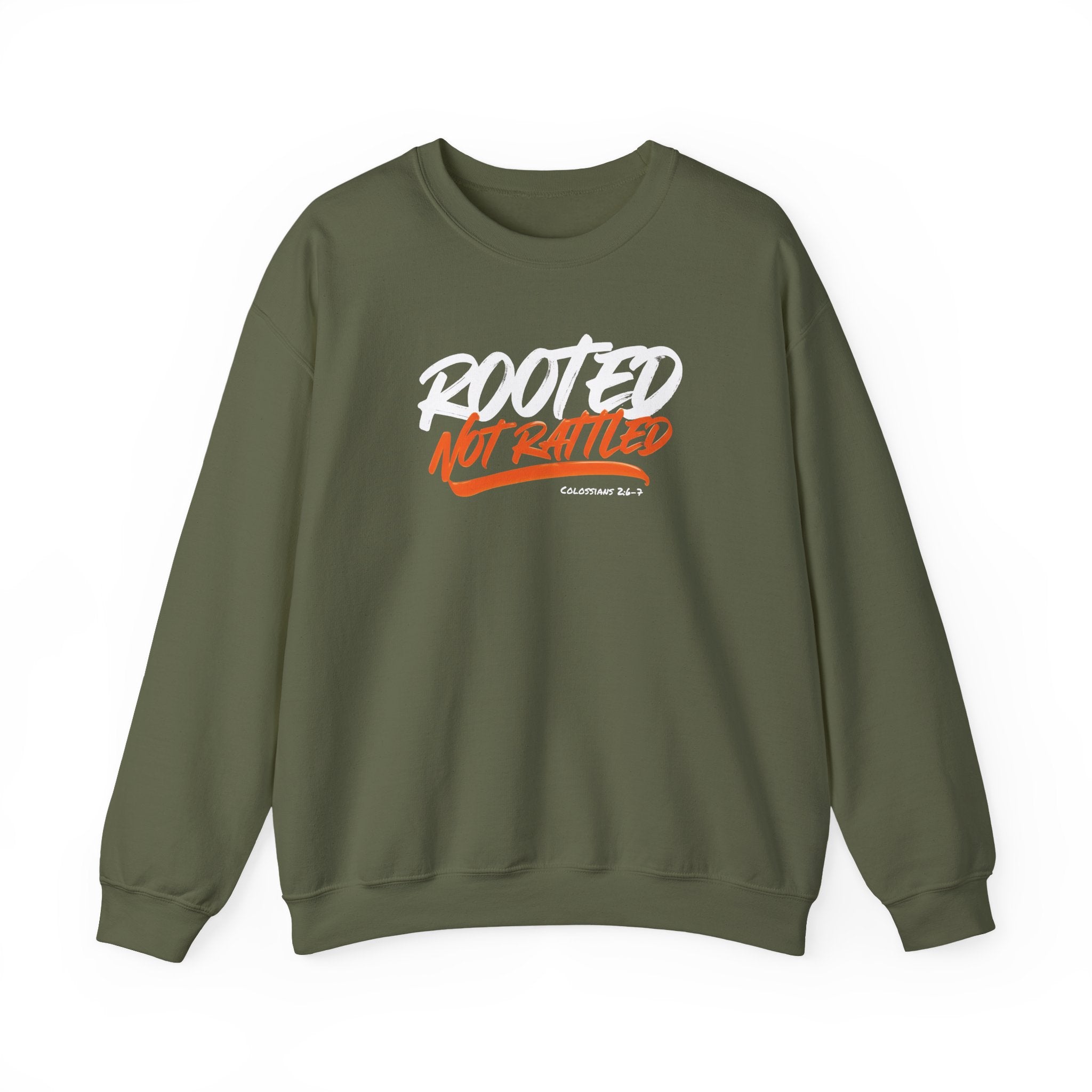 Rooted Not Rattled Gildan Christian Sweatshirt | Unisex Crewneck Pullover | Christian Gift