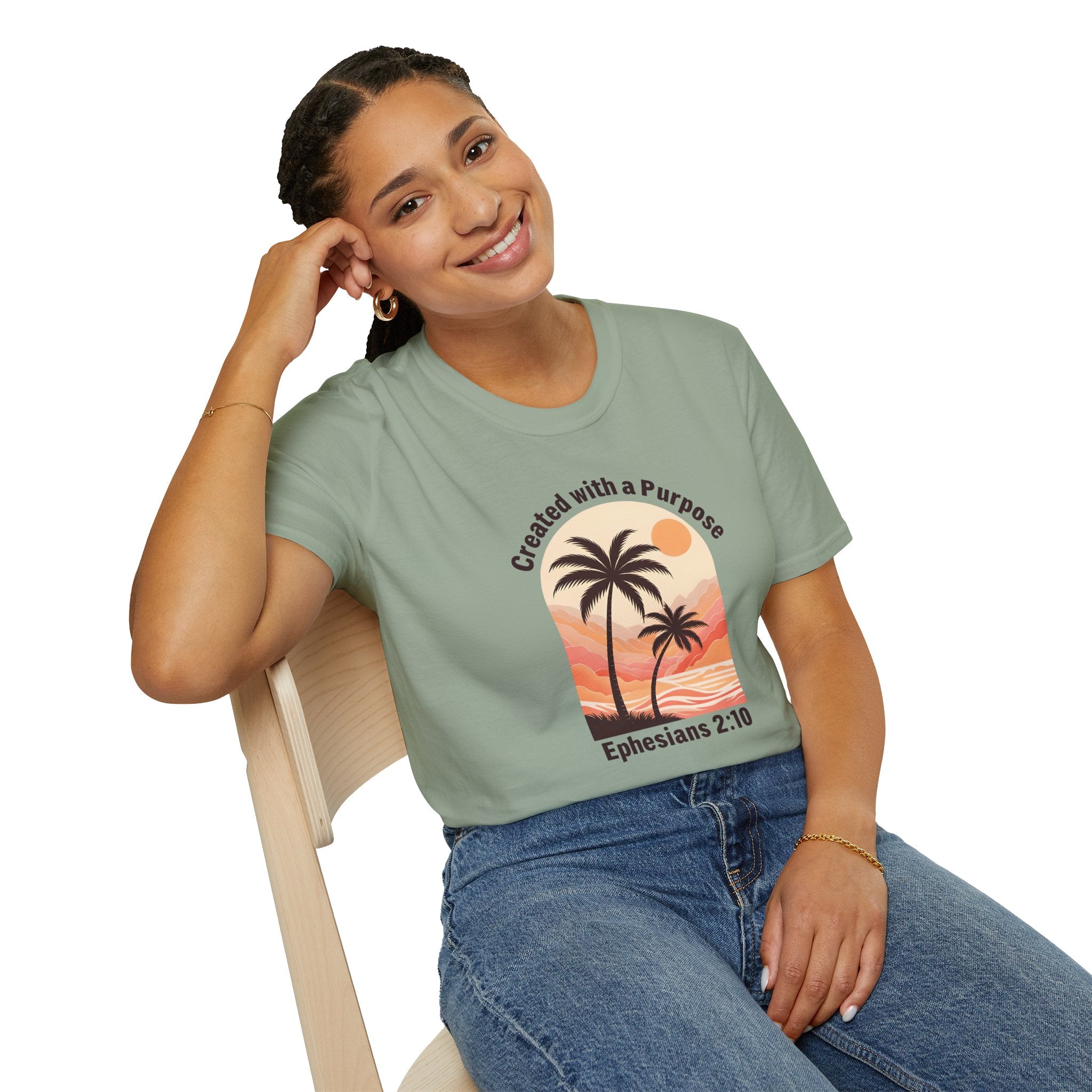 Created With A Purpose Ephesians 2:10 | Gilden Unisex T-shirt | Faith-Based Summer Tee