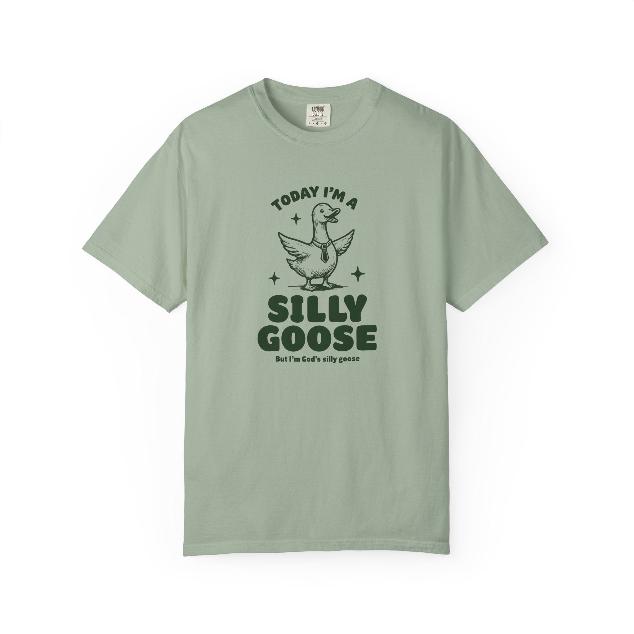 God’s Silly Goose with tie Christian T-Shirt | Graphic Tee | Unisex Garment Dyed Cotton Top S-4XL