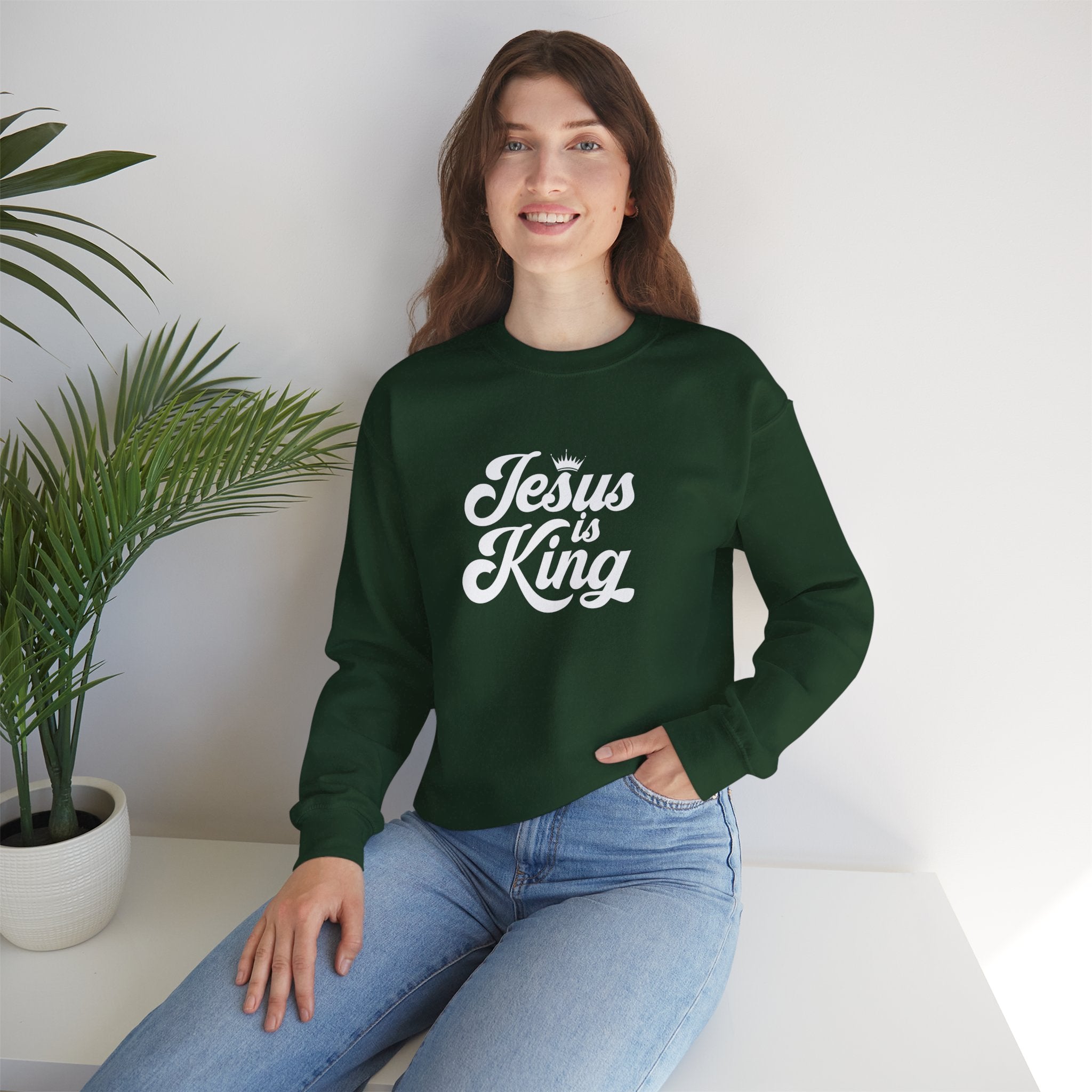 Jesus Is King Christian Gildan Unisex Crewneck Sweatshirt | Faith Apparel |  Religious Gift