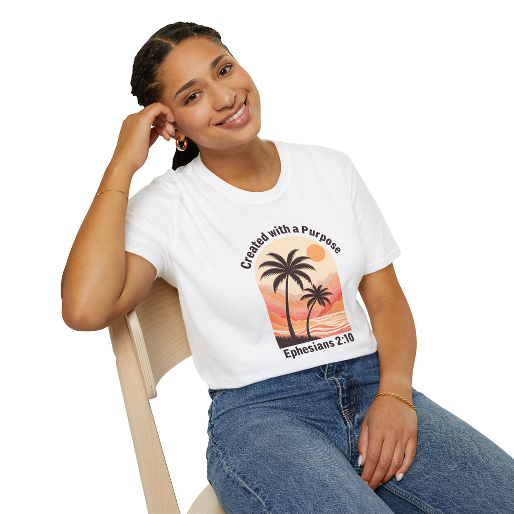 Created With A Purpose Ephesians 2:10 | Gilden Unisex T-shirt | Faith-Based Summer Tee