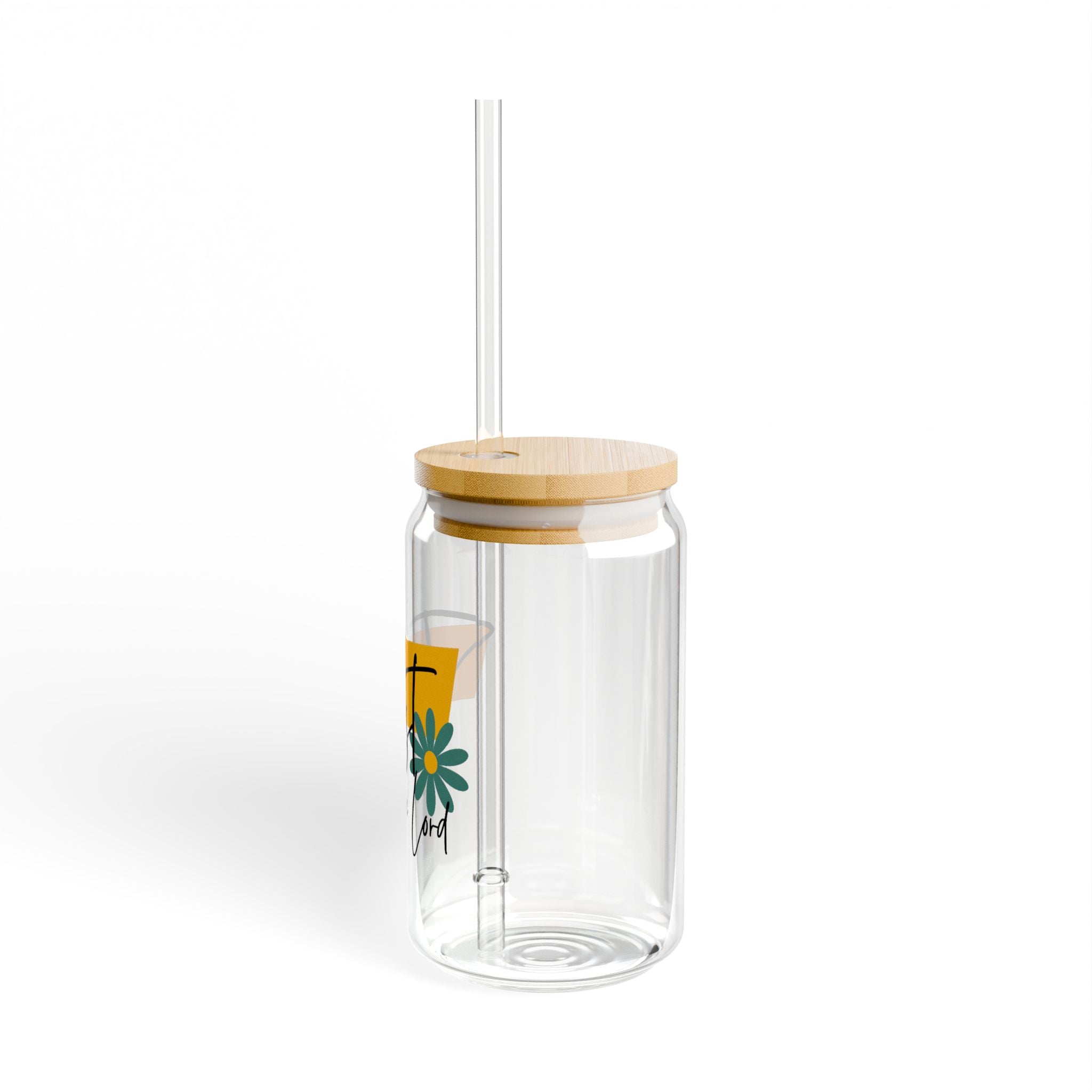 Trust in the Lord Glass Tumbler – 16oz Christian Cup with Bamboo Lid & Straw