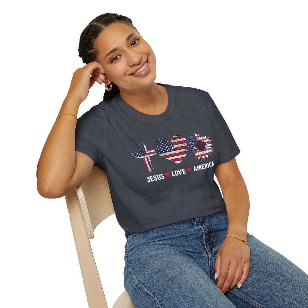 Jesus Love America Shirt | Patriotic Christian T-Shirt | Faith Based 4th of July Outfit