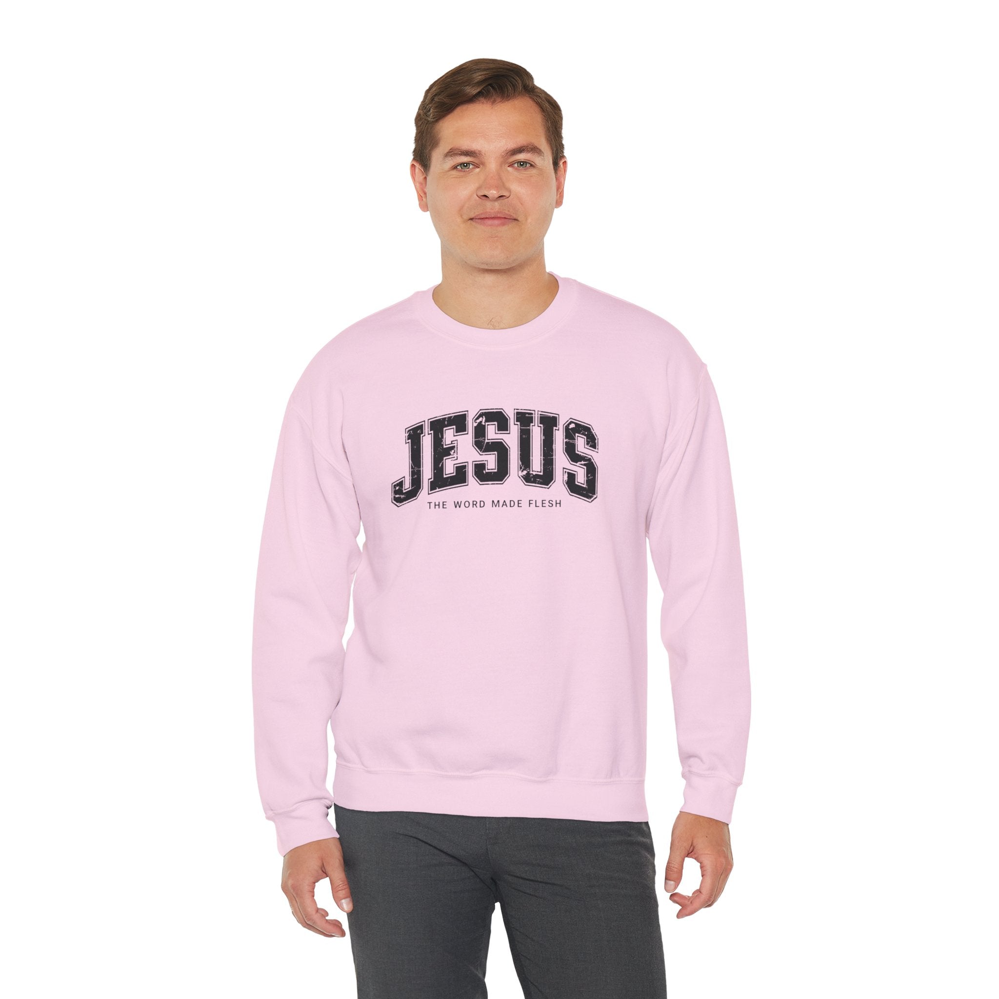 Jesus the Word Made Flesh Gildan Crewneck Sweatshirt | Christian Unisex Sweatshirt | Faith Apparel | Religious Gift
