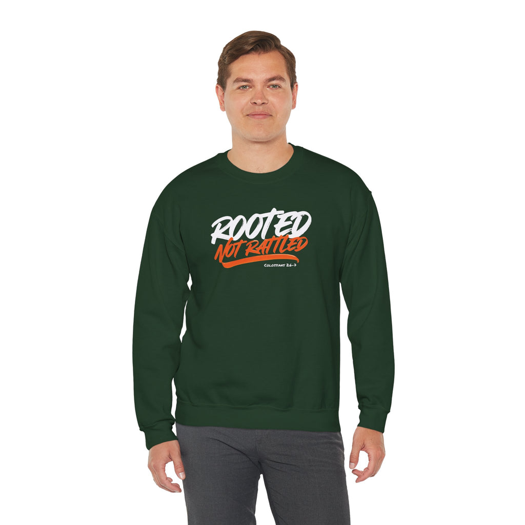 Rooted Not Rattled Gildan Christian Sweatshirt | Unisex Crewneck Pullover | Christian Gift