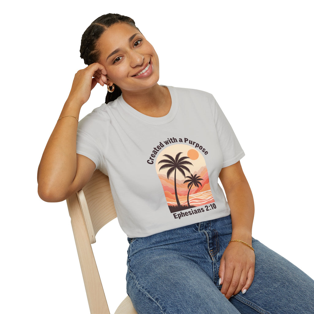 Created With A Purpose Ephesians 2:10 | Gilden Unisex T-shirt | Faith-Based Summer Tee