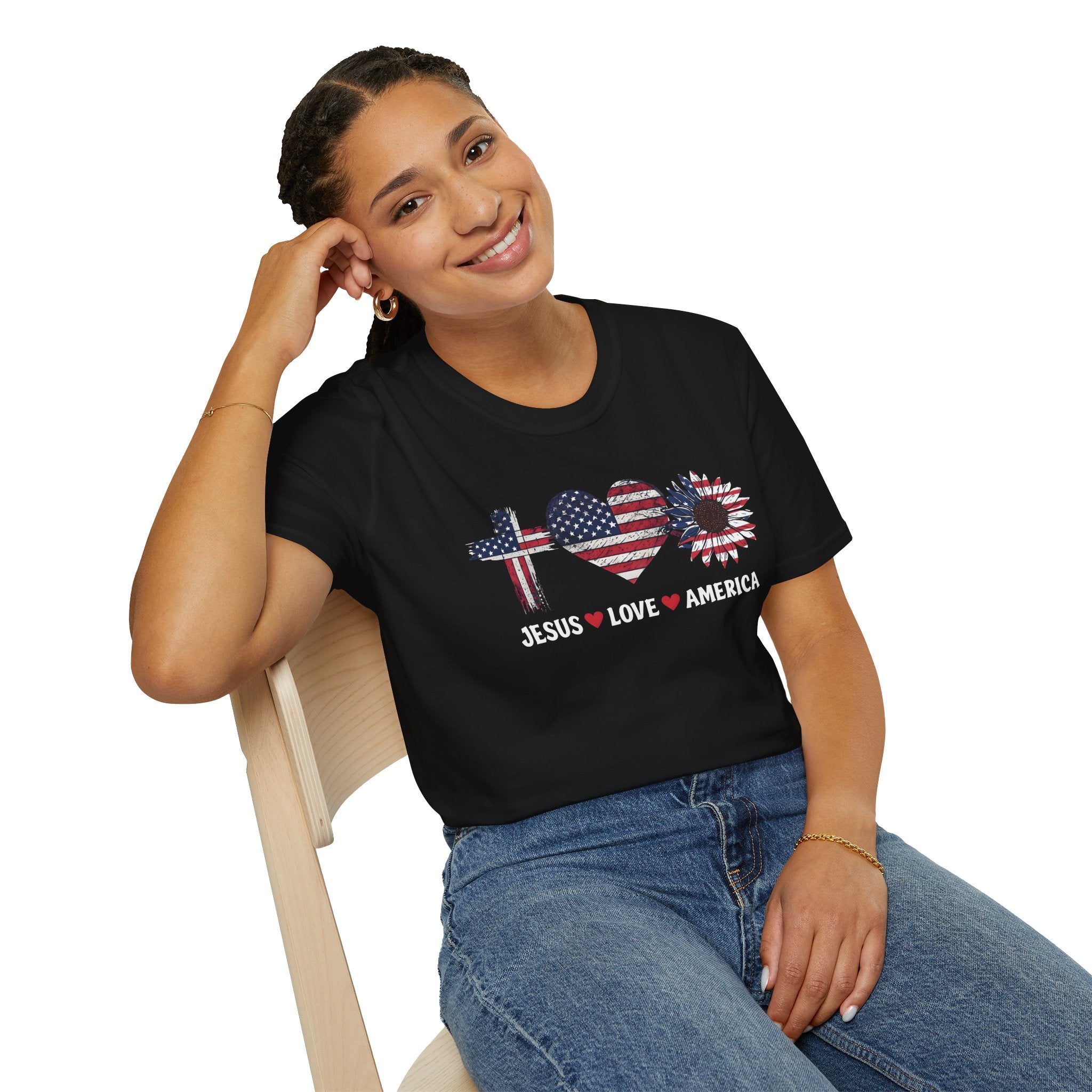 Jesus Love America Shirt | Patriotic Christian T-Shirt | Faith Based 4th of July Outfit