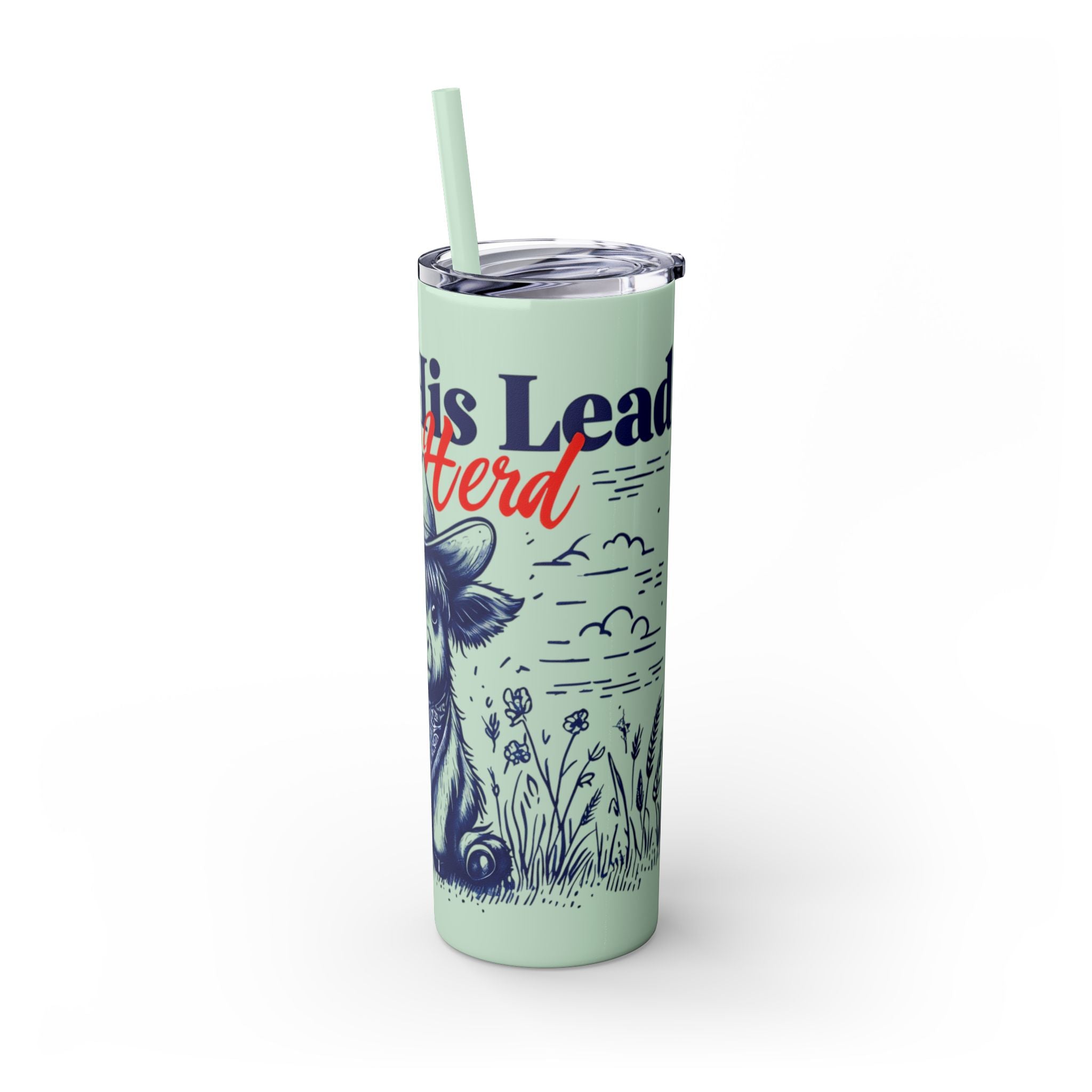Follow His Lead, Not the Herd, 20 oz Insulated Skinny Tumbler | Stainless Steel Travel Cup | Christian Drinkware | Highland Cow