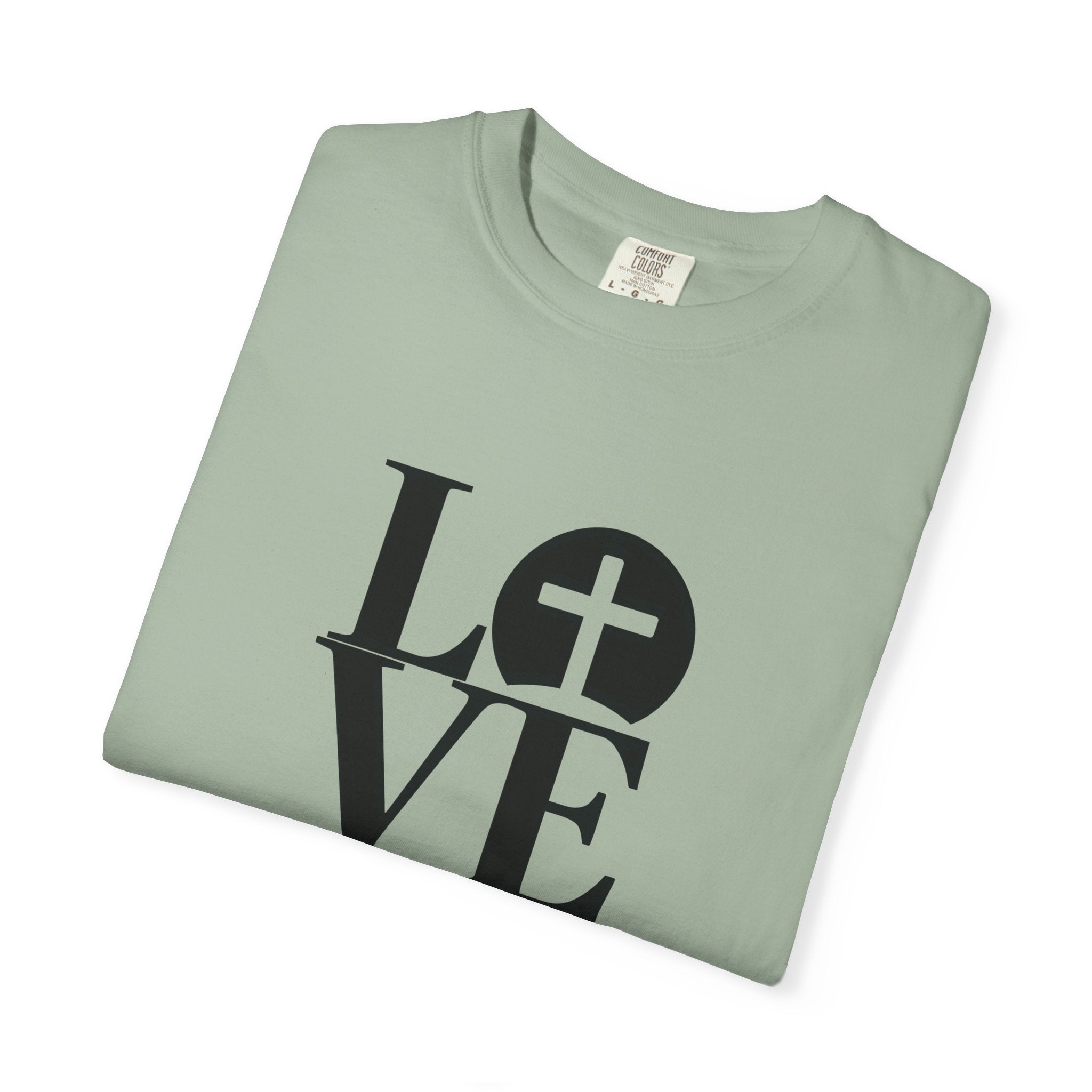 LOVE Cross Christian T-Shirt | Comfort Colors Faith-Based Unisex Tee (S–4XL) | Jesus is Love Shirt