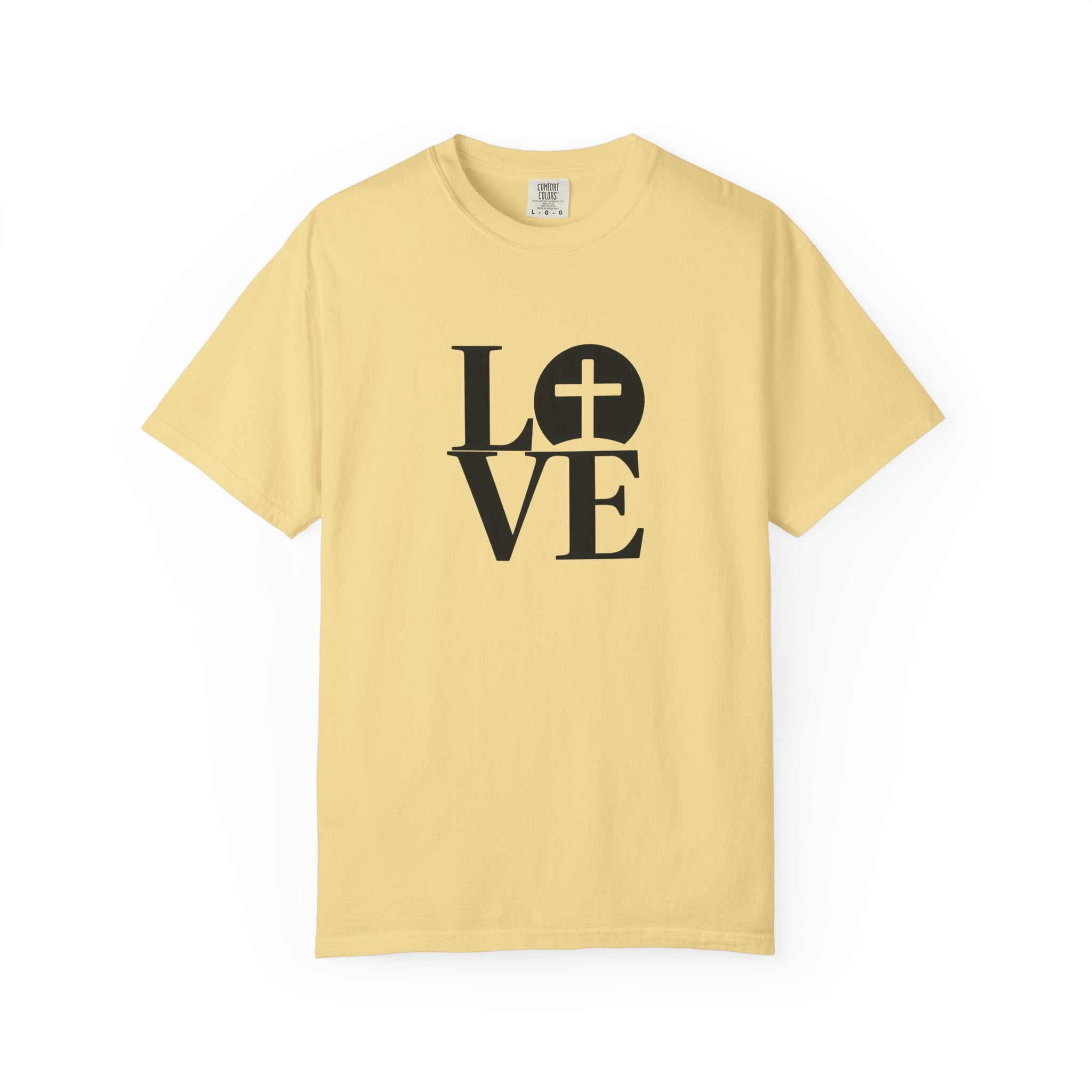 LOVE Cross Christian T-Shirt | Comfort Colors Faith-Based Unisex Tee (S–4XL) | Jesus is Love Shirt