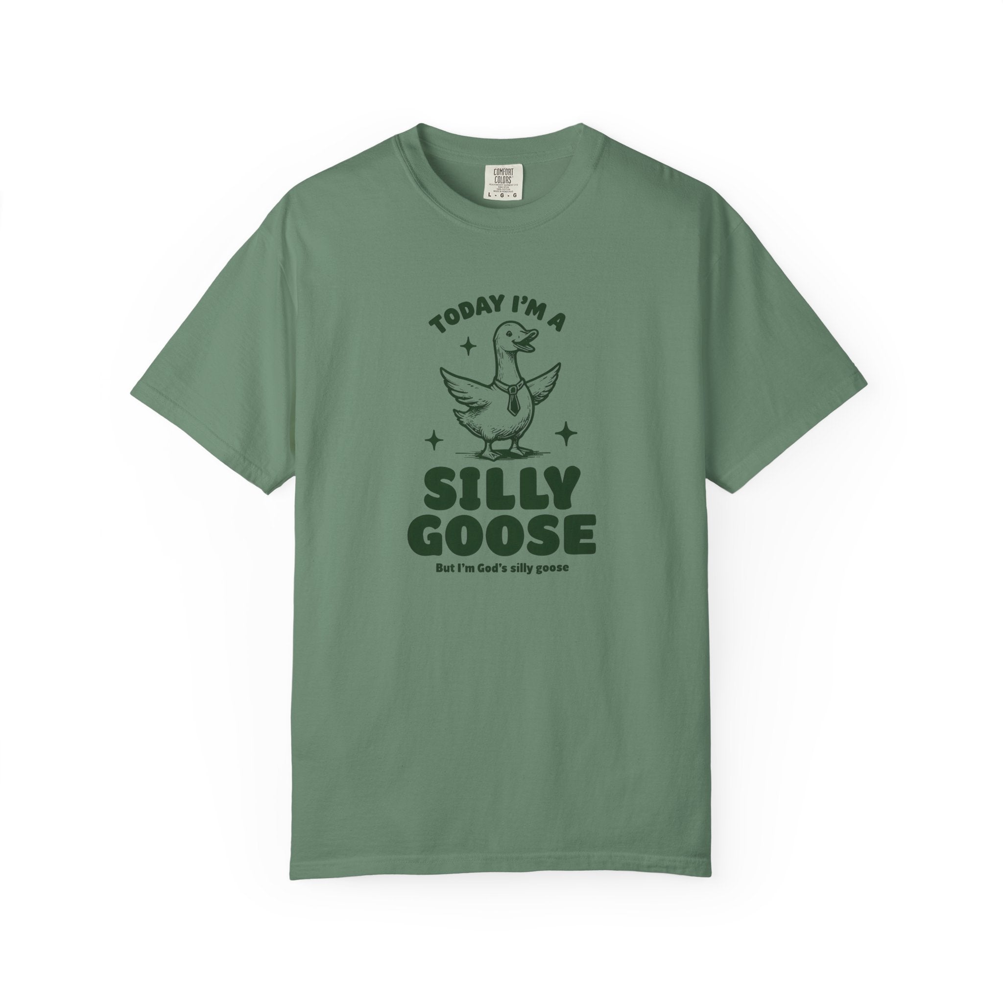 God’s Silly Goose with tie Christian T-Shirt | Graphic Tee | Unisex Garment Dyed Cotton Top S-4XL