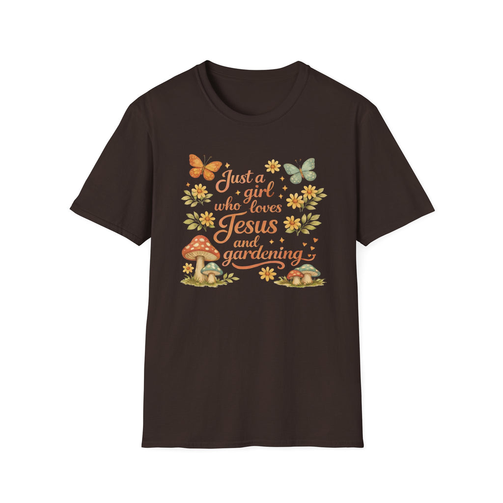 Just A Girl Who Loves Jesus and Gardening Gildan Unisex Tshirt | Christian Gardening T-Shirt | Faith Shirt | Cotton Tee