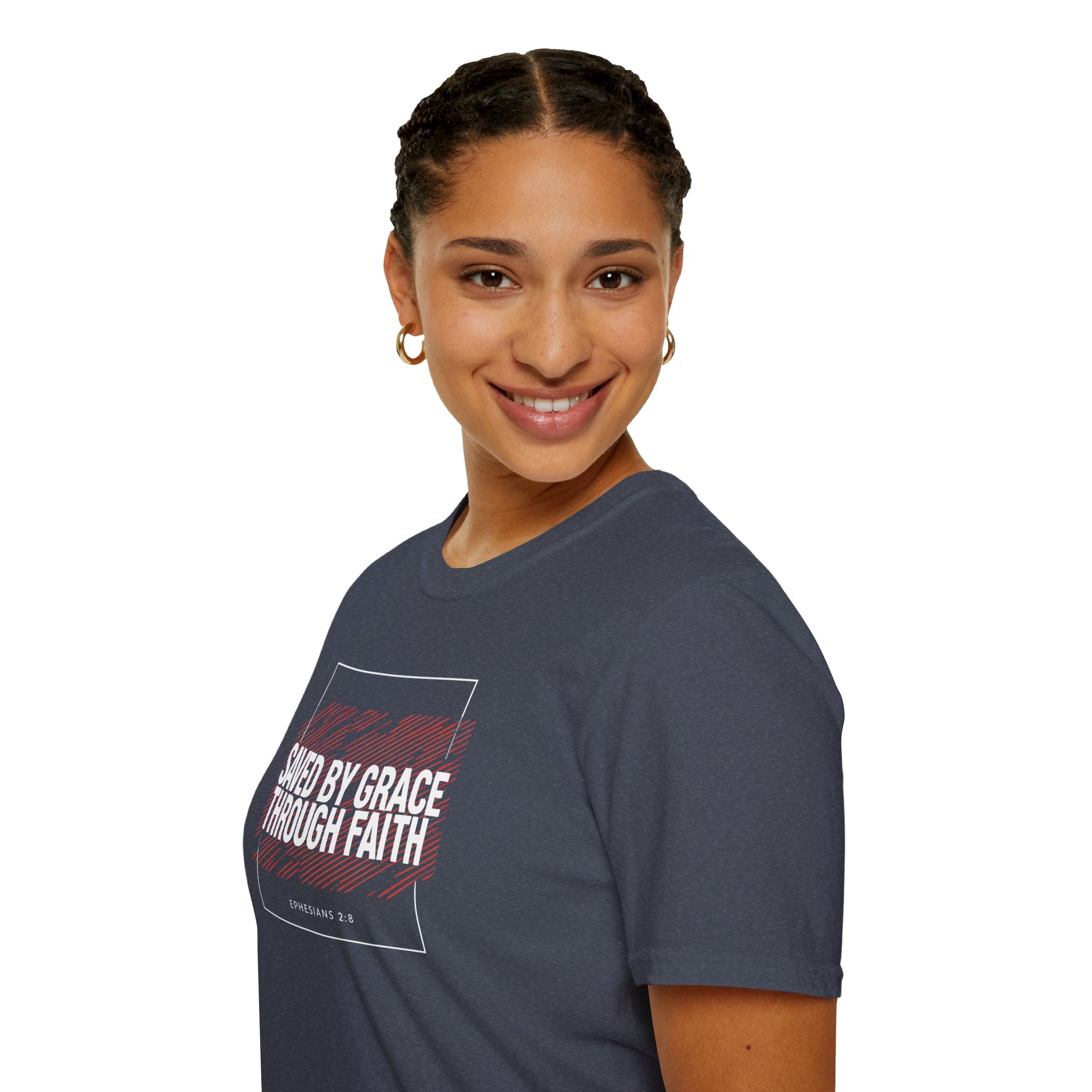 Saved by Grace Through Faith Gildan T-Shirt – Ephesians 2:8 Scripture Tee – Unisex Gilden Christian Shirt
