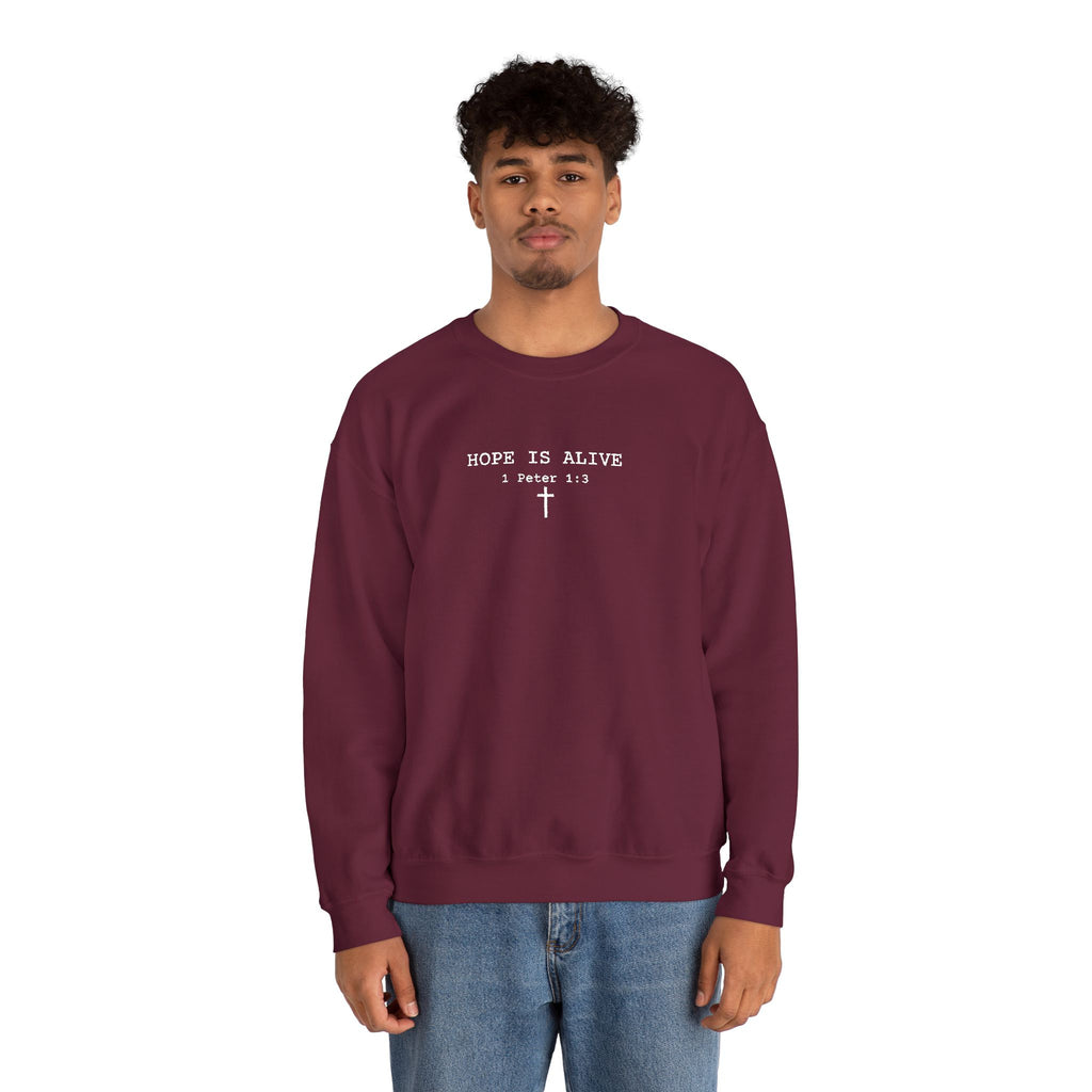 Hope is Alive Embroidered Gildan Unisex Crewneck Sweatshirt | Christian Gift |