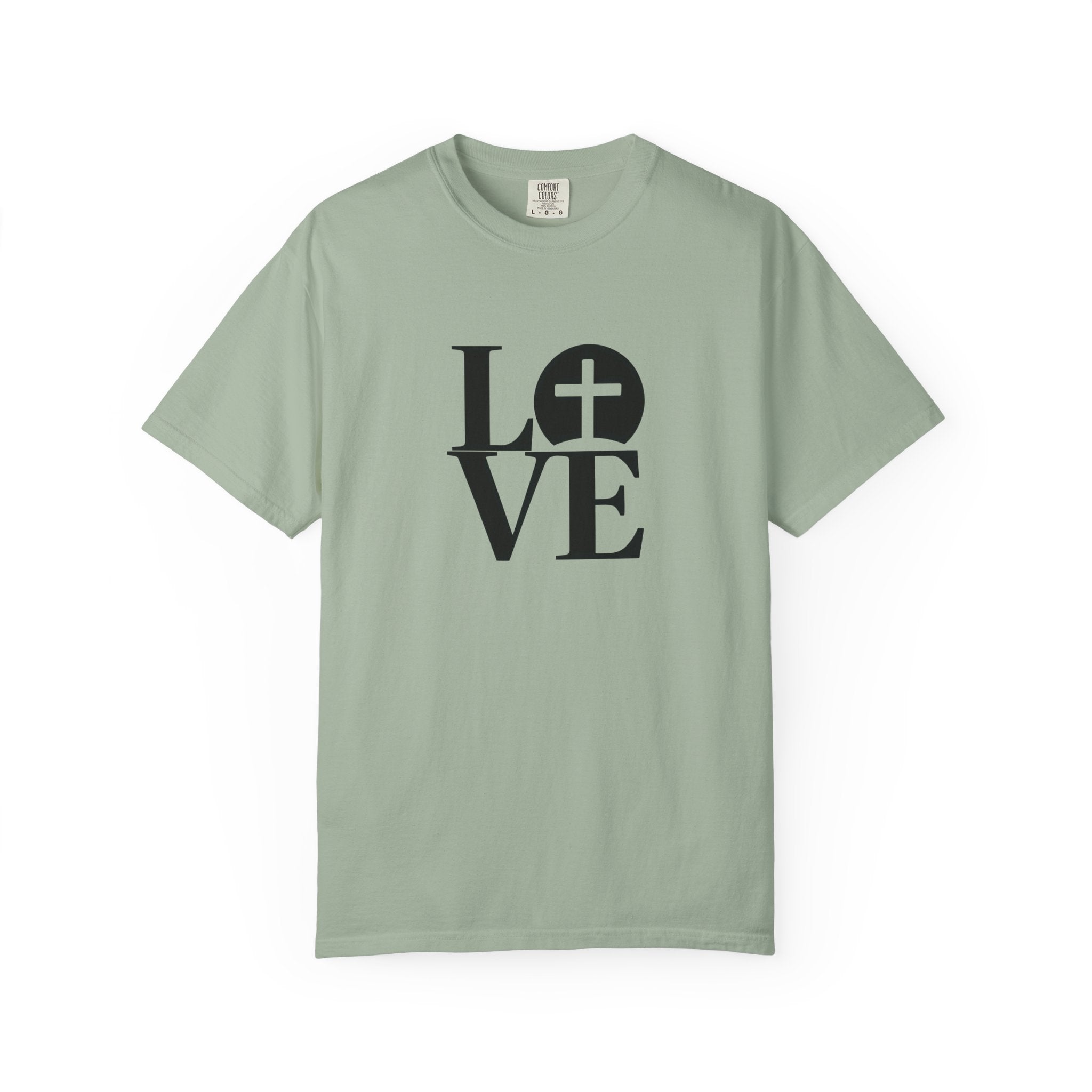 LOVE Cross Christian T-Shirt | Comfort Colors Faith-Based Unisex Tee (S–4XL) | Jesus is Love Shirt