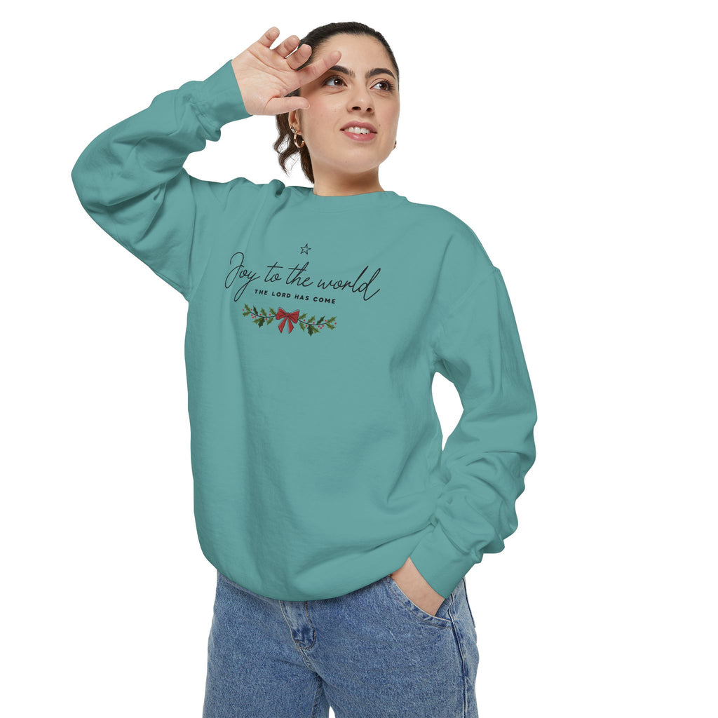 Joy to the World Comfort Colors Unisex Sweatshirt | Cozy Holiday Gift, Casual Fashion, Christmas Apparel, Festive Sweater, Unisex Holiday Wear