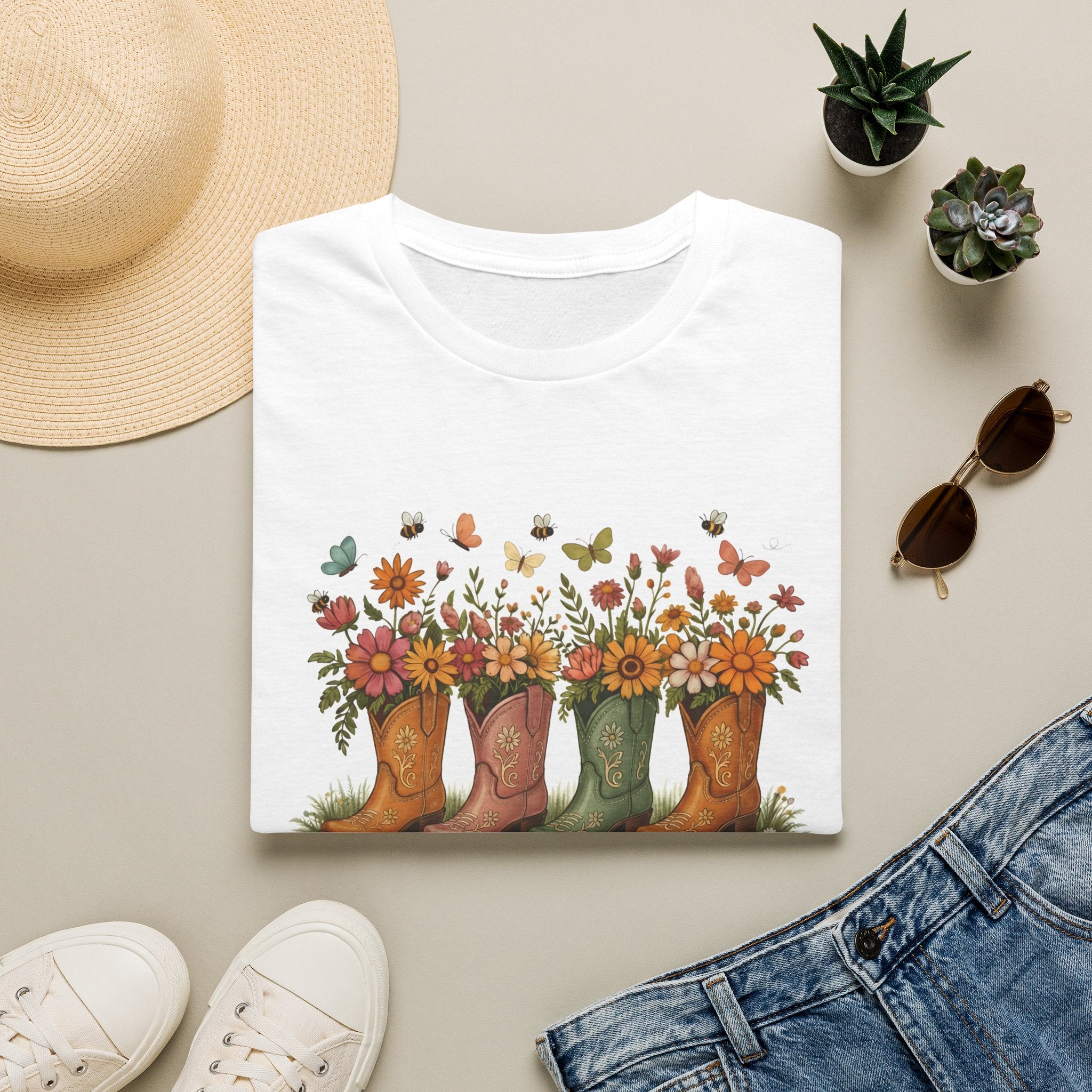 Walk by Faith Not by Sight Gildan Tshirt | Women's Wildflower Cowgirl Boots Christian Tee