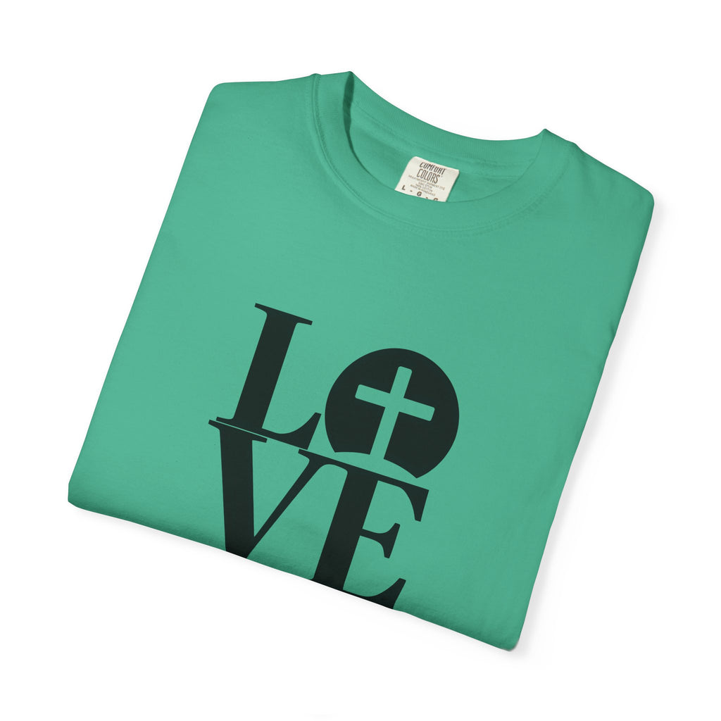 LOVE Cross Christian T-Shirt | Comfort Colors Faith-Based Unisex Tee (S–4XL) | Jesus is Love Shirt