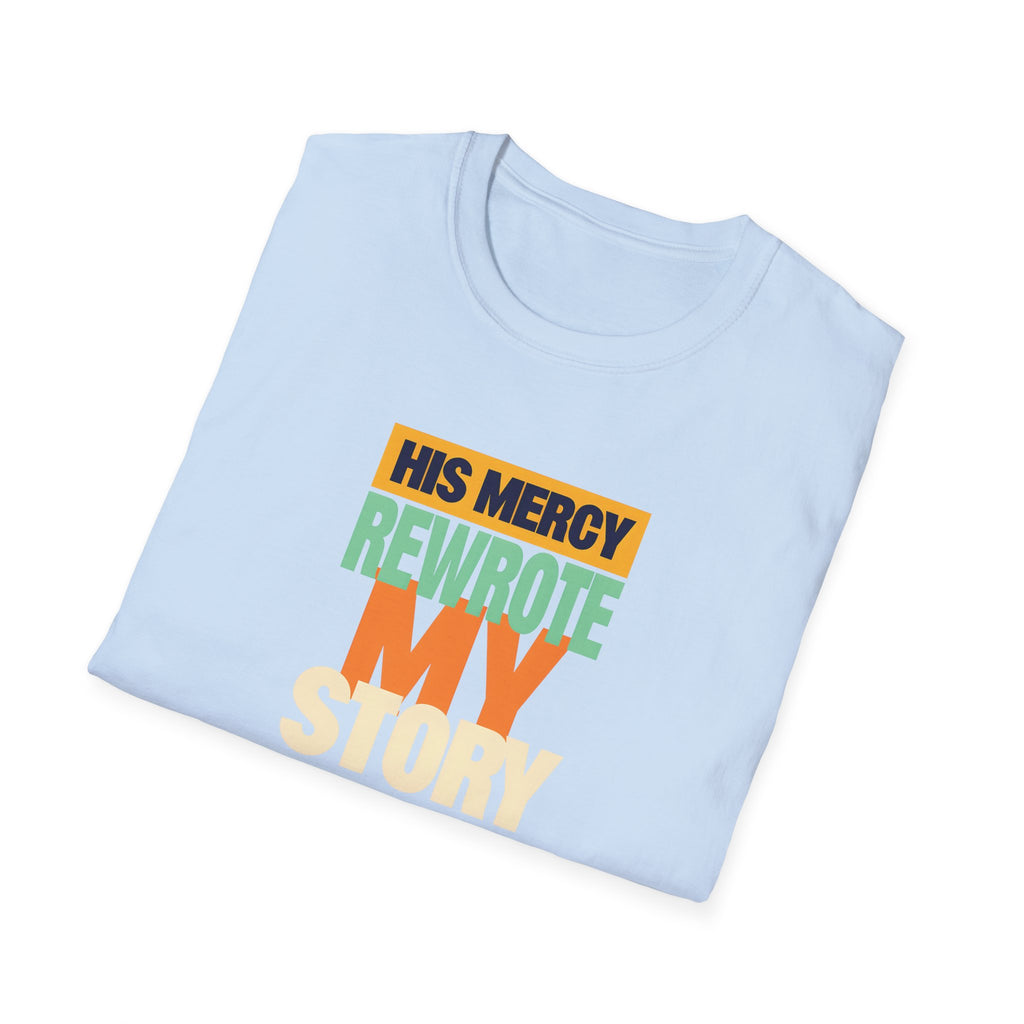 His Mercy Rewrote My Story Christian Gildan T-Shirt Unisex Softstyle Religious Tee Gift