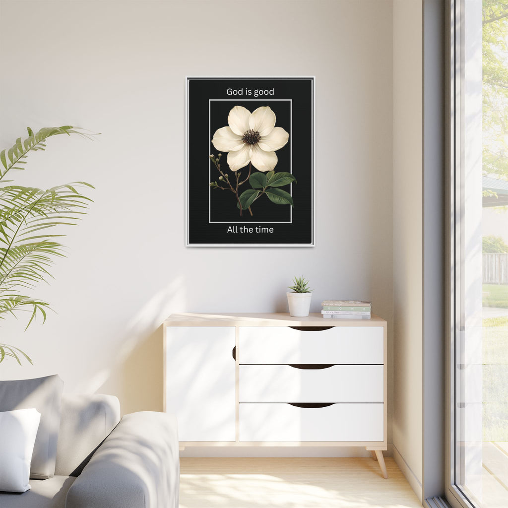 God is Good All The Time Christian Framed Matte Canvas Wall Art | Faith Inspirational Home Decor