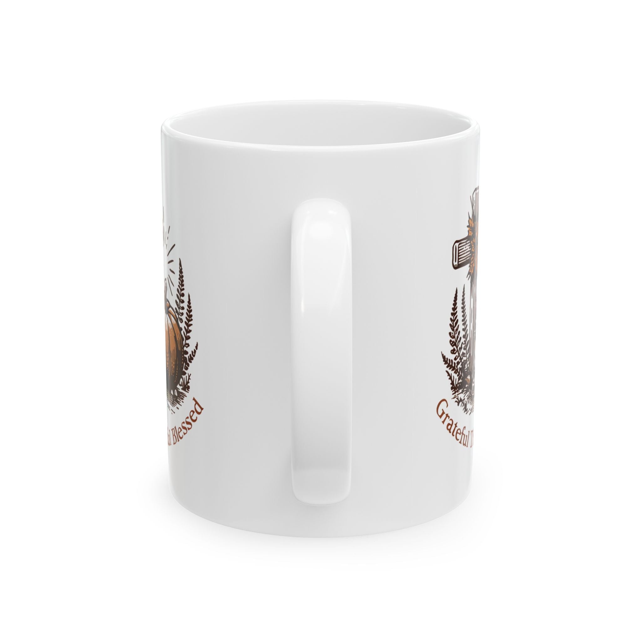 Grateful Thankful Blessed Ceramic Mug | Fall Coffee Tea Mug, Thanksgiving Gift