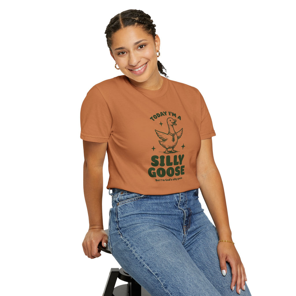 God’s Silly Goose with tie Christian T-Shirt | Graphic Tee | Unisex Garment Dyed Cotton Top S-4XL