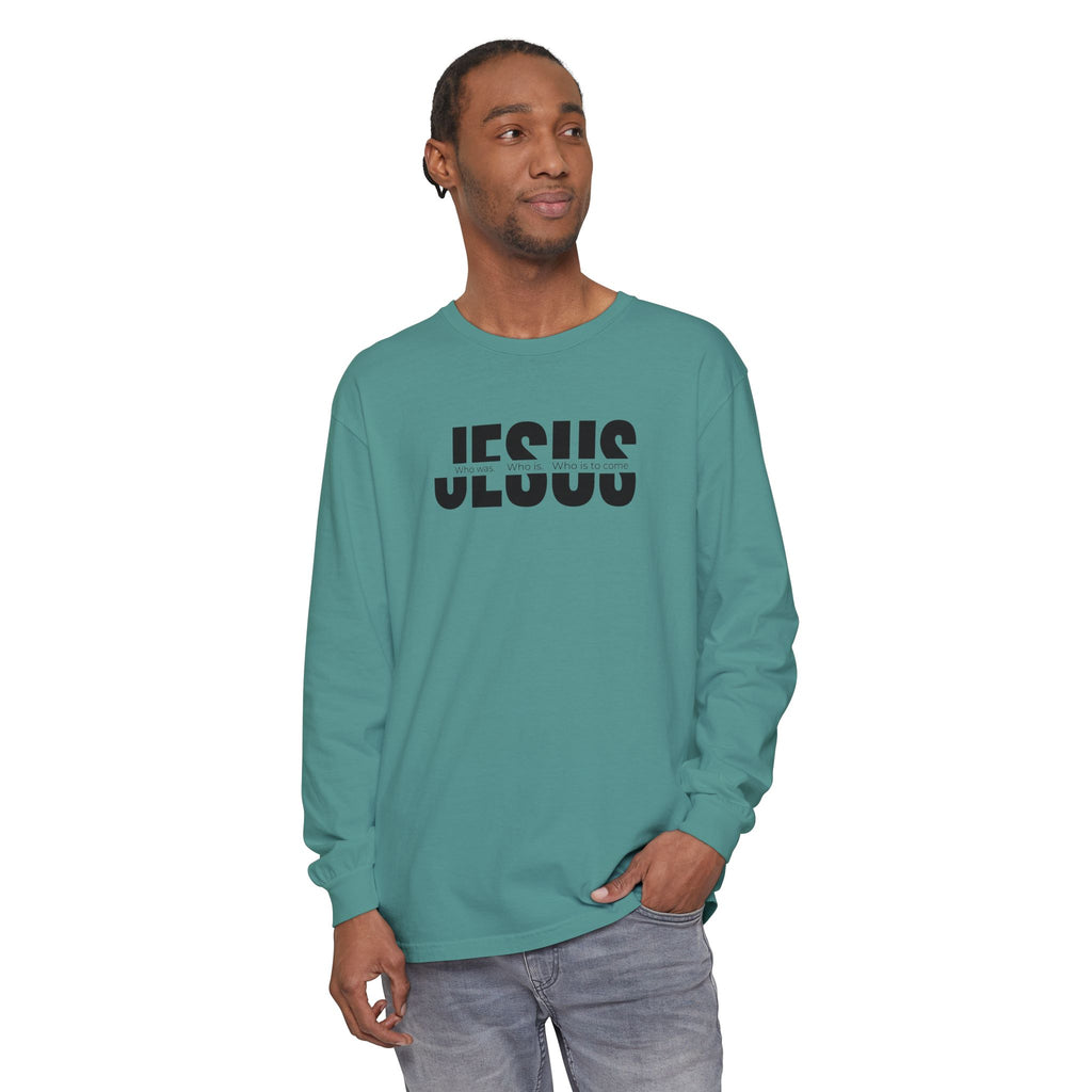 Jesus Comfort Colors Christian Long Sleeve Shirt | Faith Graphic Tee | Garment Dyed Cotton