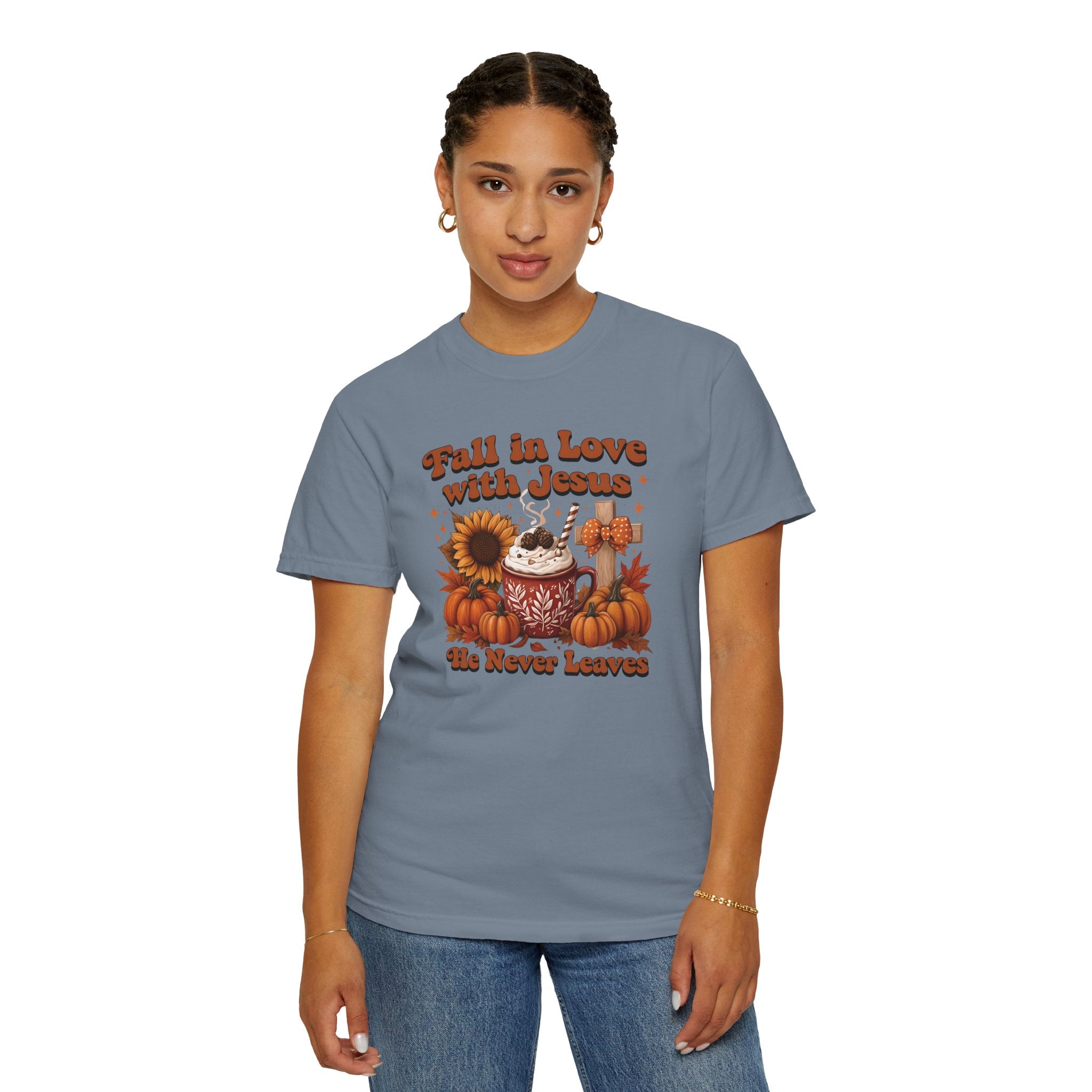Fall in Love with Jesus Unisex Garment Dyed Comfort Colors T-Shirt | Christian Fall T-Shirt | Faith Based Thanksgiving Tee | Unisex Religious Cotton Top