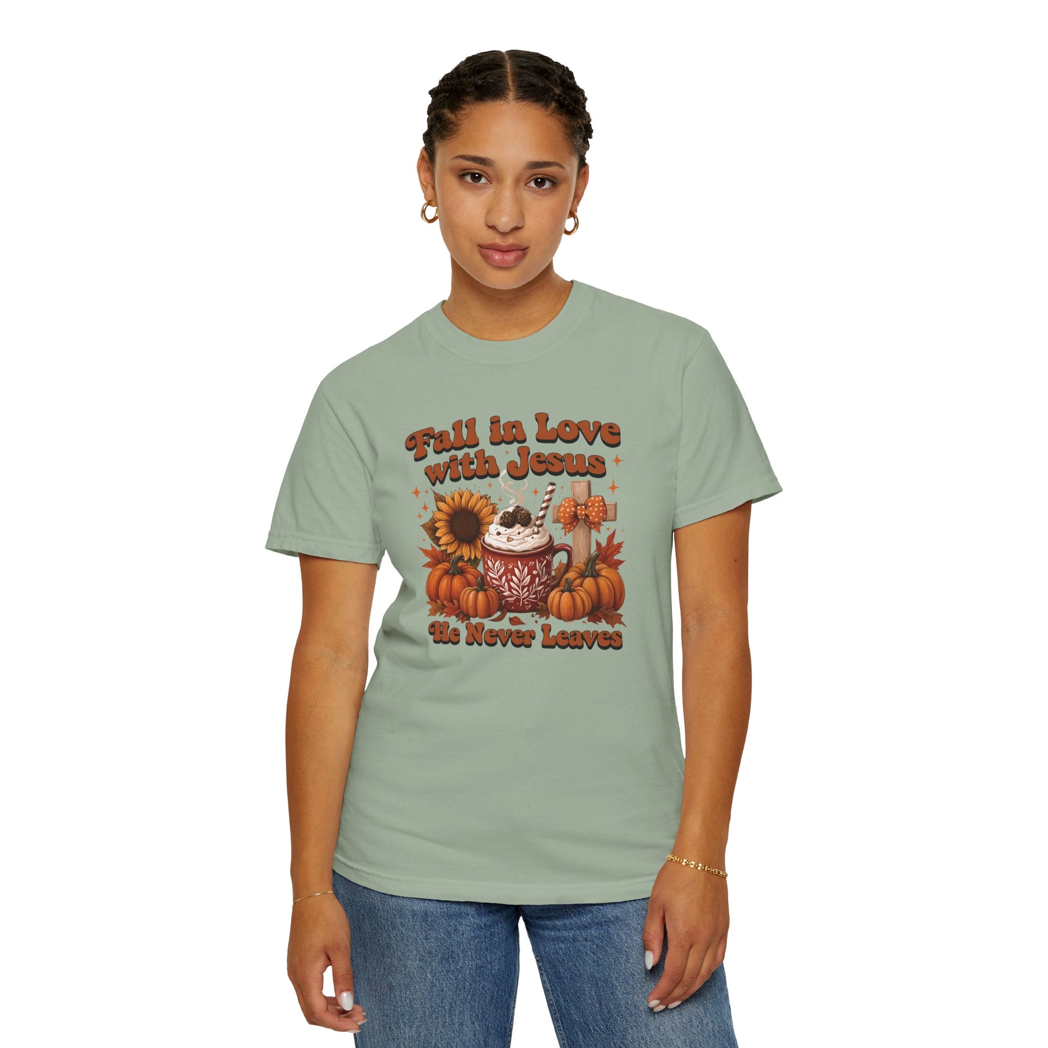 Fall in Love with Jesus Unisex Garment Dyed Comfort Colors T-Shirt | Christian Fall T-Shirt | Faith Based Thanksgiving Tee | Unisex Religious Cotton Top
