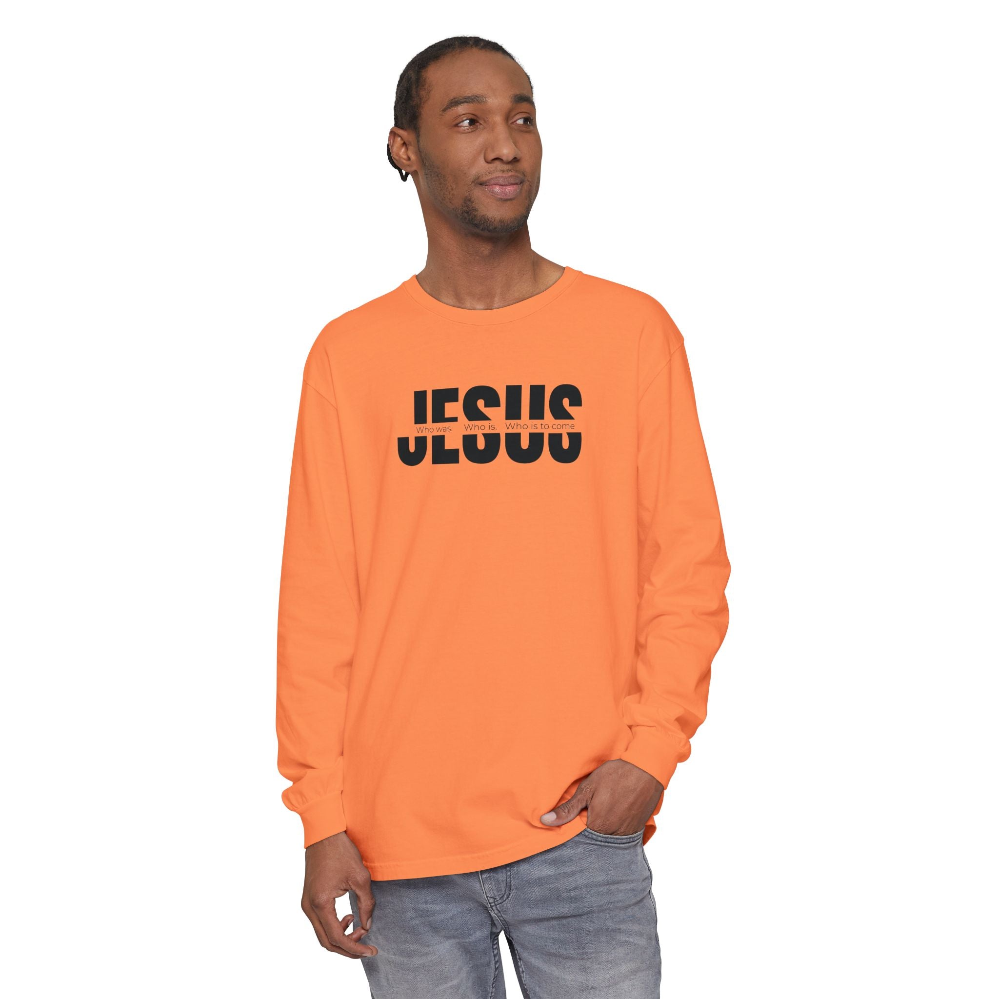 Jesus Comfort Colors Christian Long Sleeve Shirt | Faith Graphic Tee | Garment Dyed Cotton