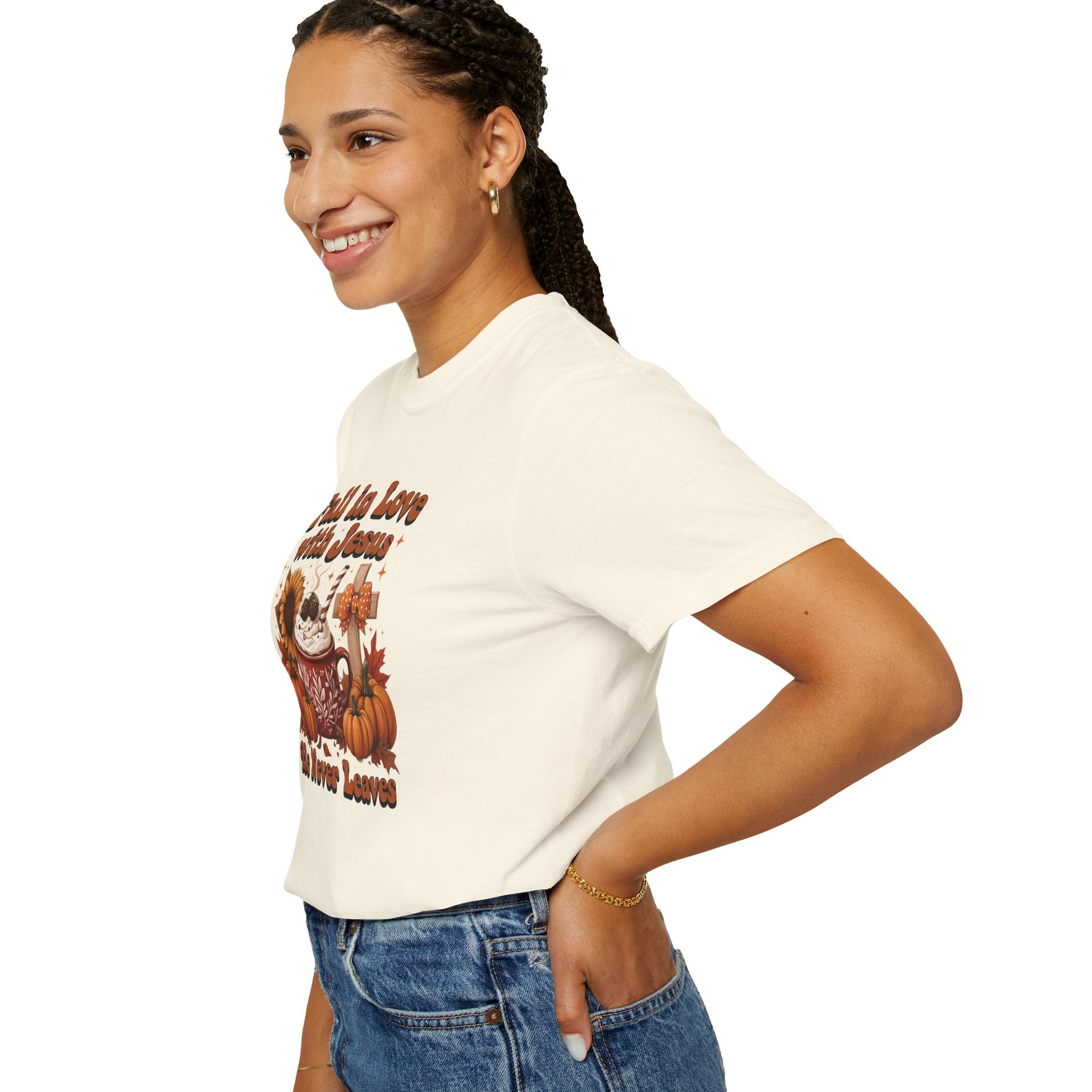 Fall in Love with Jesus Unisex Garment Dyed Comfort Colors T-Shirt | Christian Fall T-Shirt | Faith Based Thanksgiving Tee | Unisex Religious Cotton Top