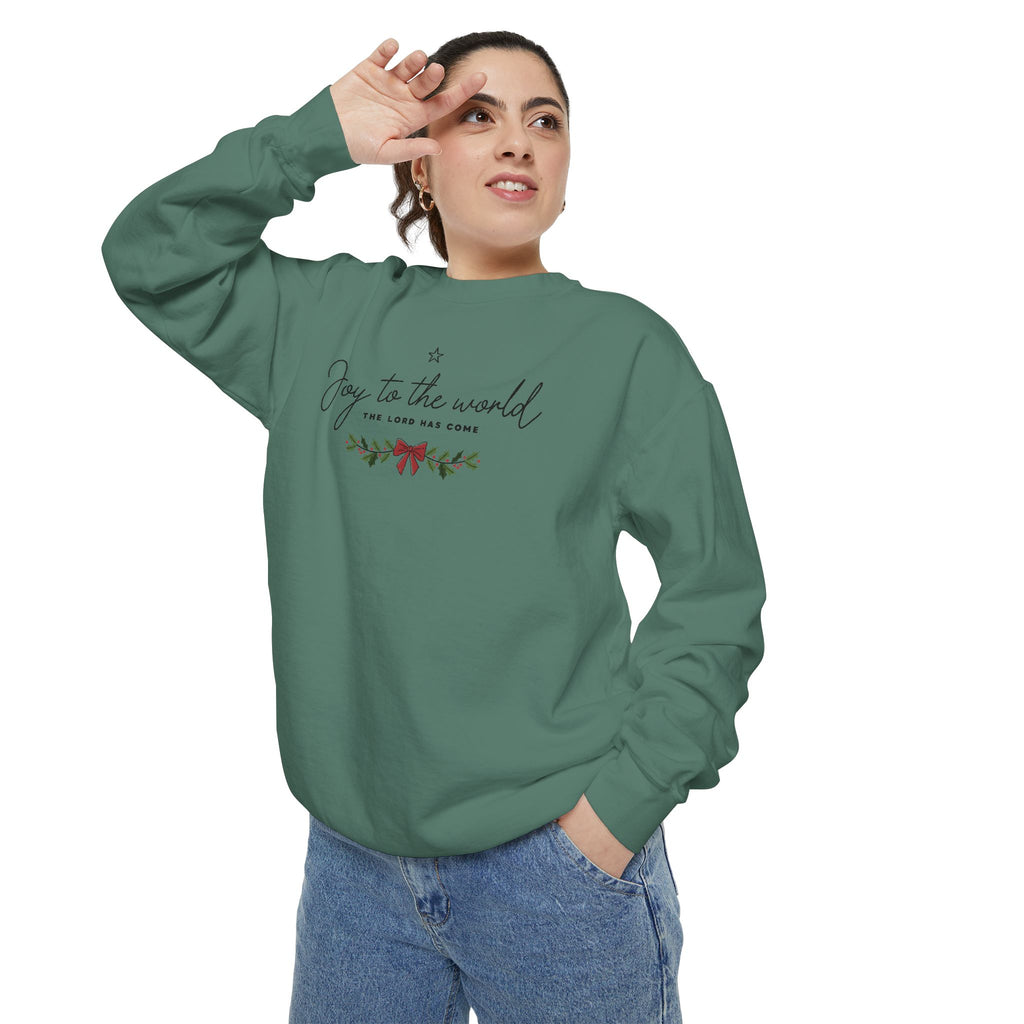 Joy to the World Comfort Colors Unisex Sweatshirt | Cozy Holiday Gift, Casual Fashion, Christmas Apparel, Festive Sweater, Unisex Holiday Wear