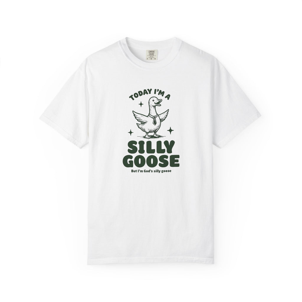God’s Silly Goose with tie Christian T-Shirt | Graphic Tee | Unisex Garment Dyed Cotton Top S-4XL