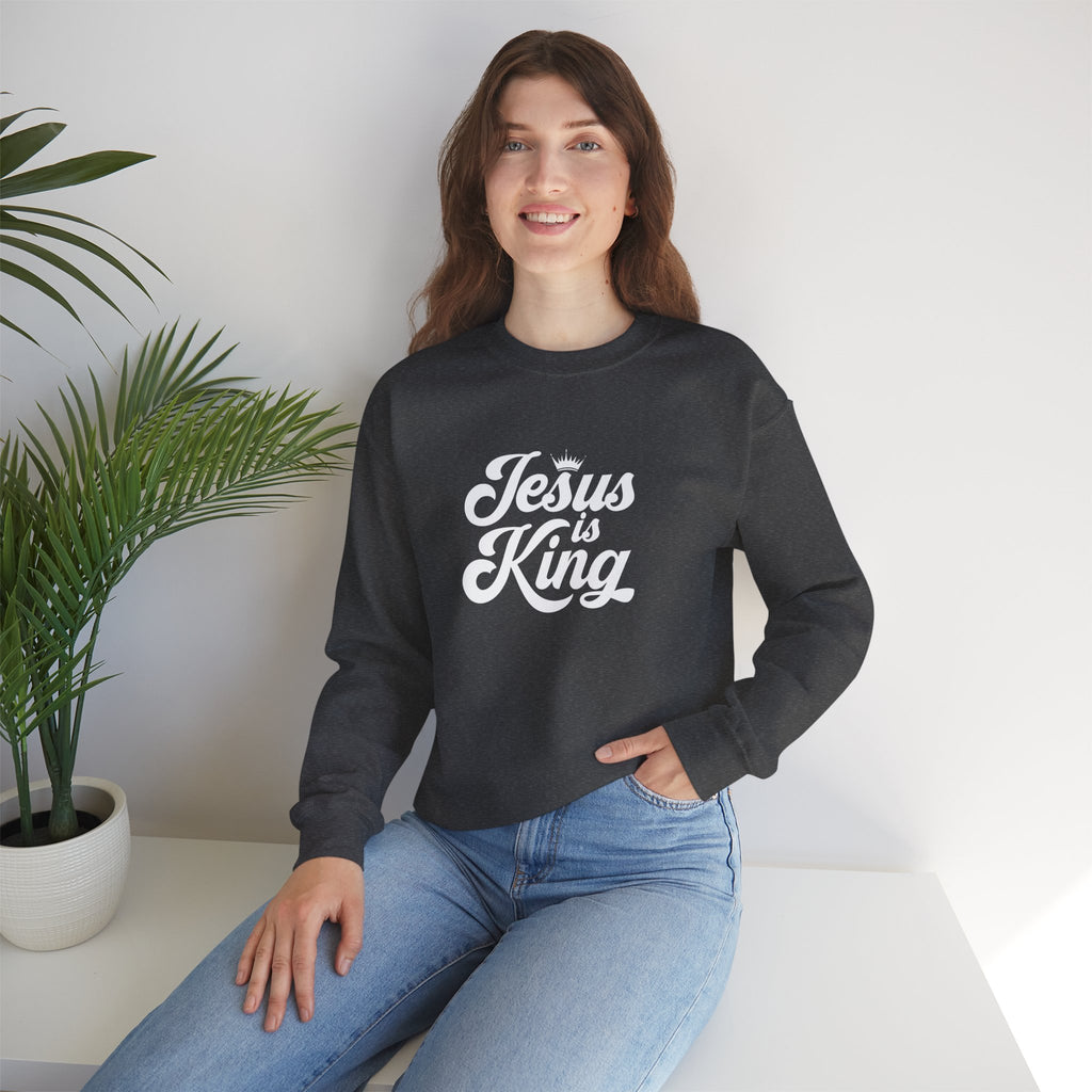 Jesus Is King Christian Gildan Unisex Crewneck Sweatshirt | Faith Apparel |  Religious Gift