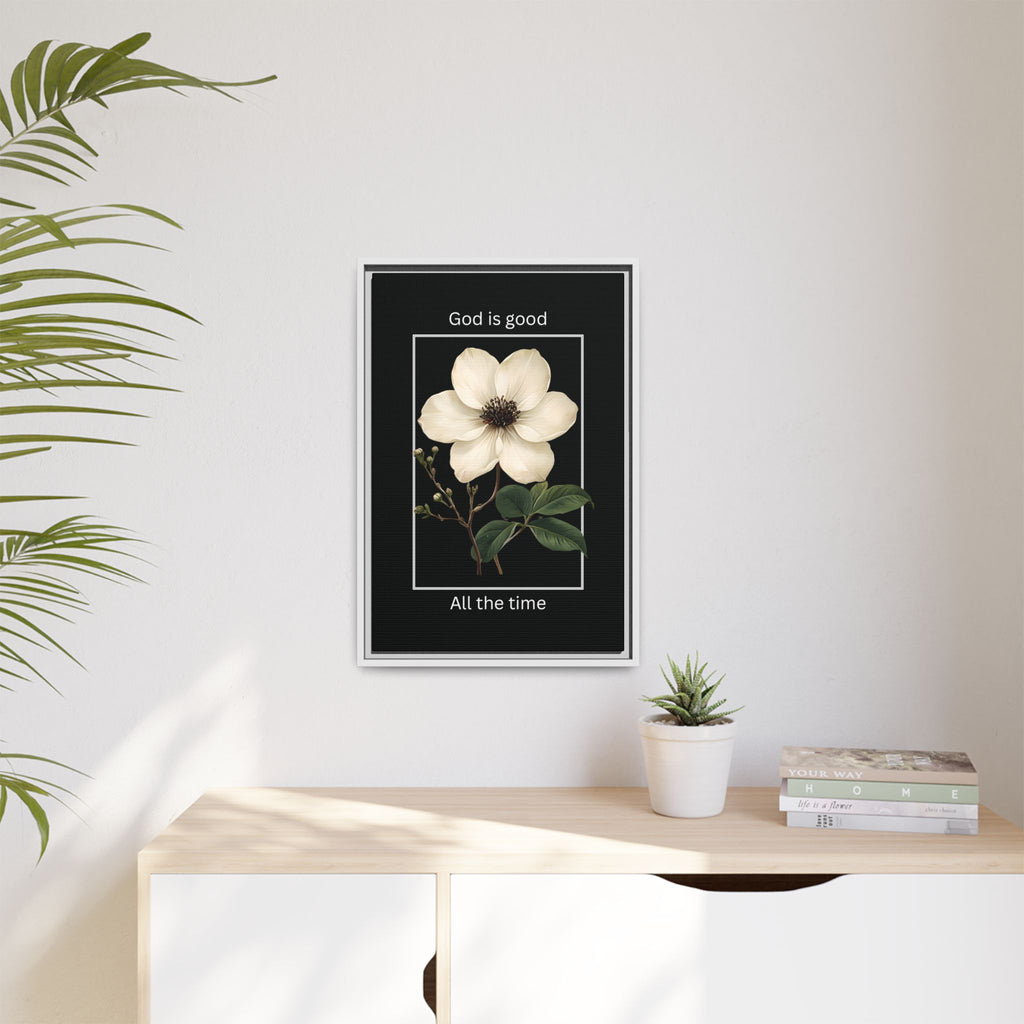 God is Good All The Time Christian Framed Matte Canvas Wall Art | Faith Inspirational Home Decor