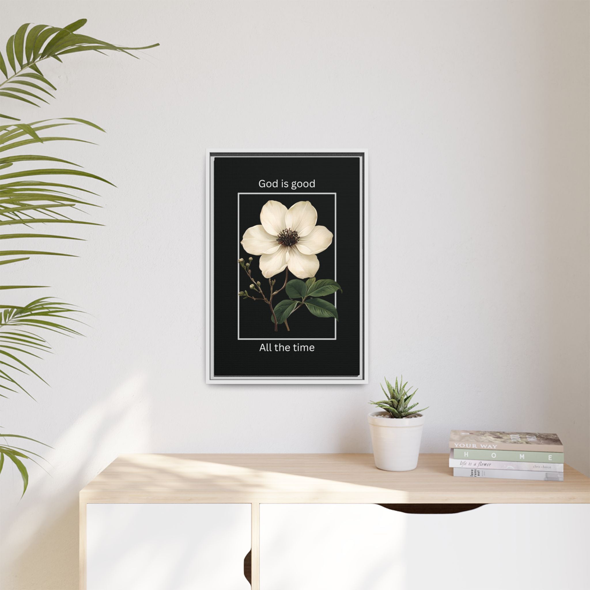 God is Good All The Time Christian Framed Matte Canvas Wall Art | Faith Inspirational Home Decor