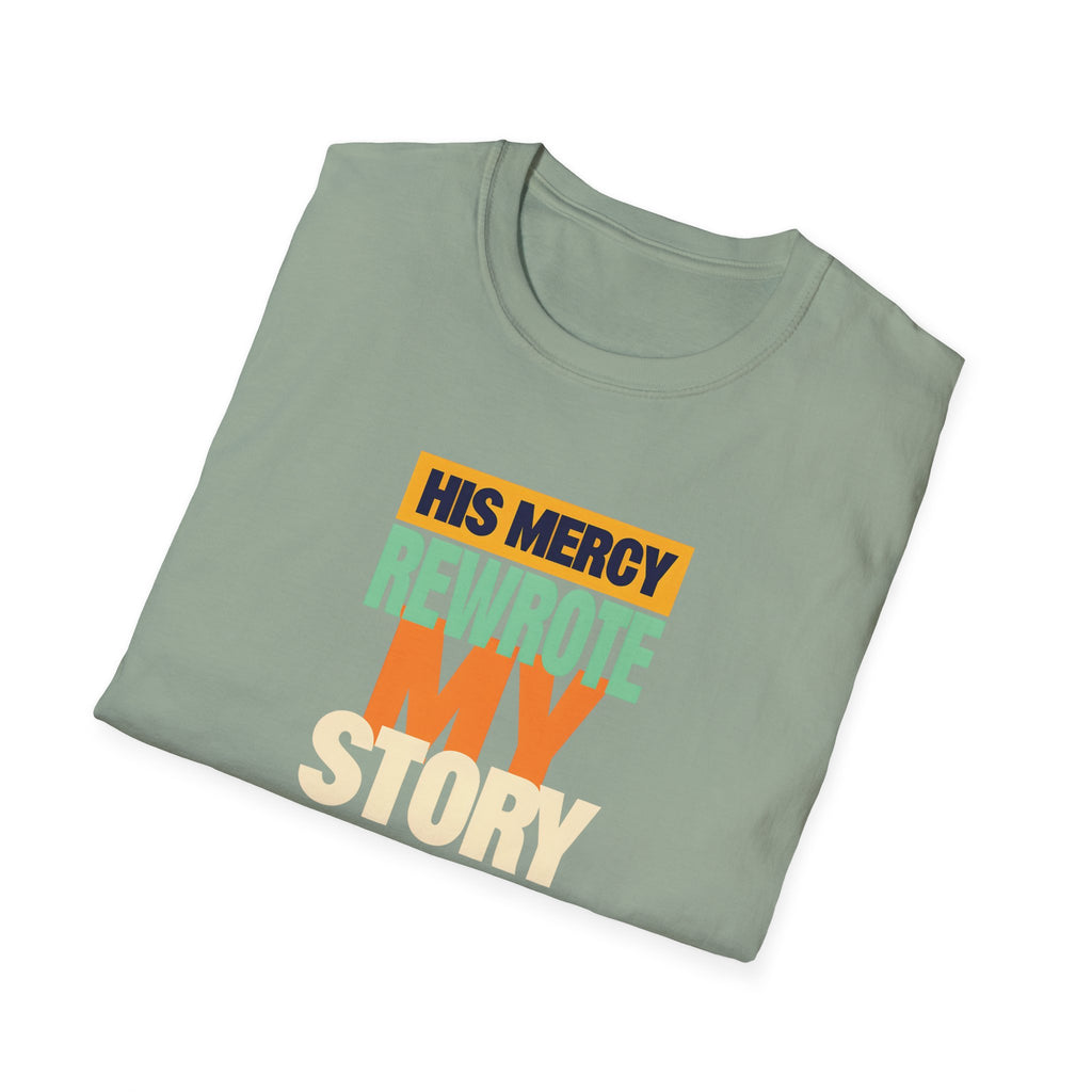 His Mercy Rewrote My Story Christian Gildan T-Shirt Unisex Softstyle Religious Tee Gift