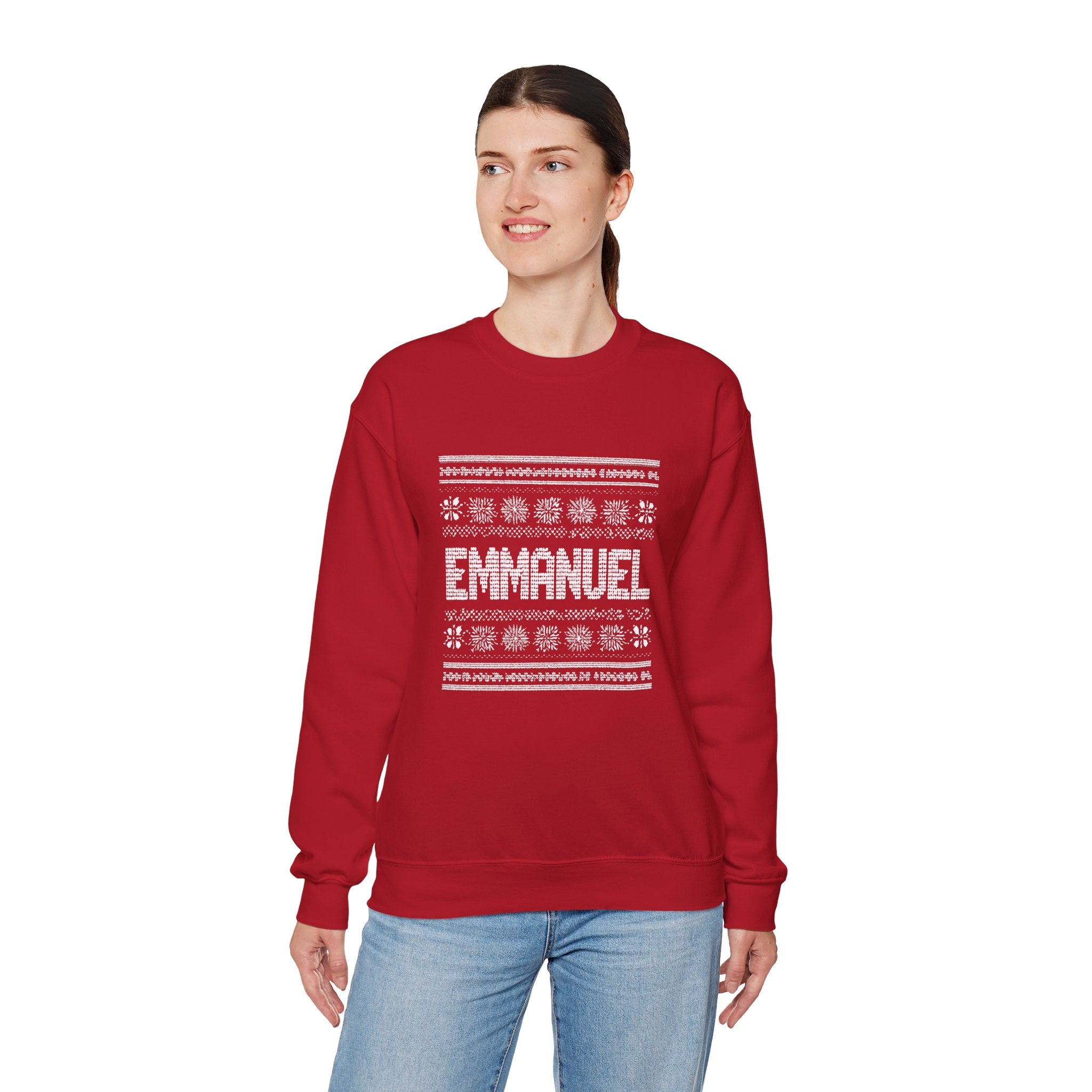 Emmanuel Gildan Unisex Christmas Crewneck Sweatshirt |Christian Holiday Gift